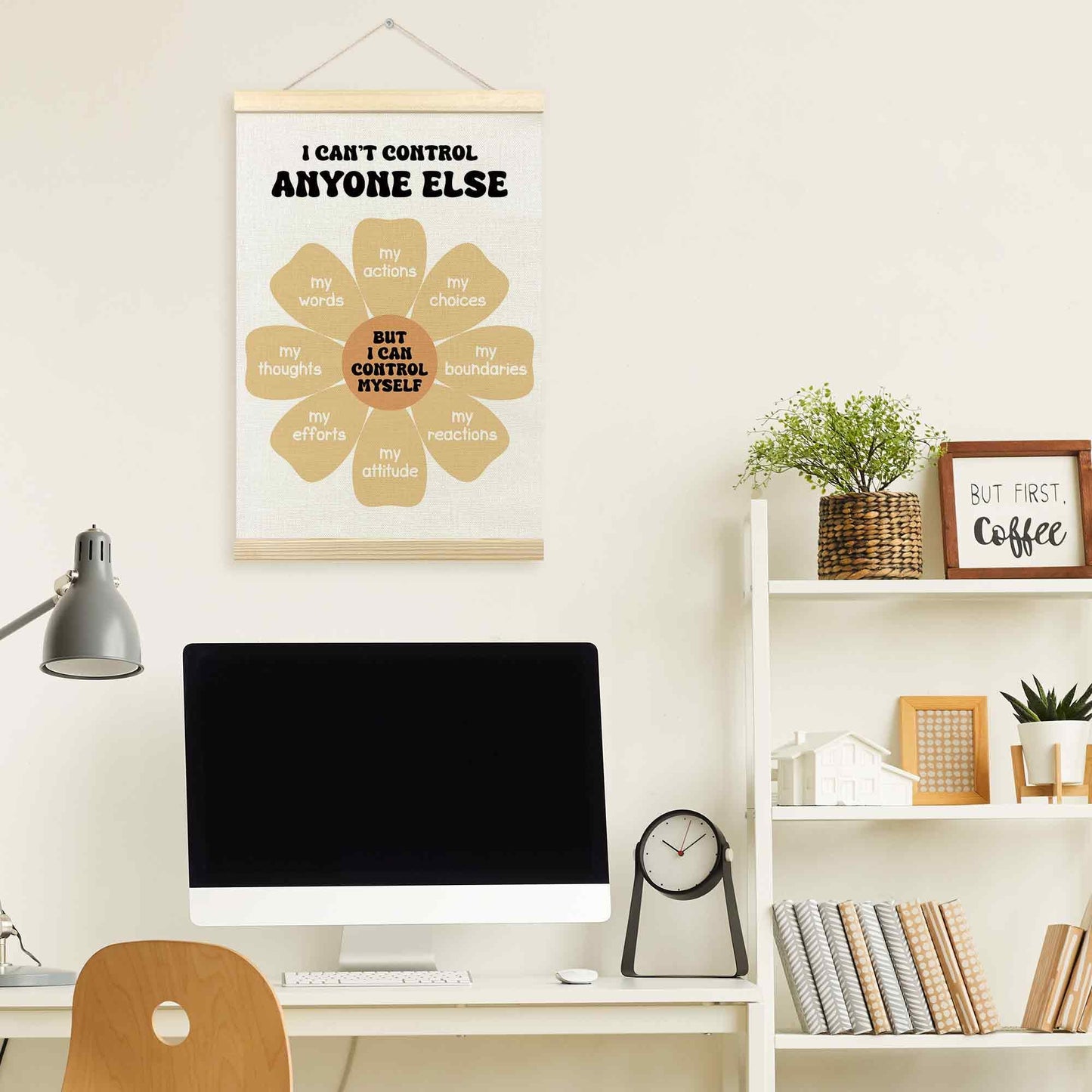 TLESKE Mental Health Classroom Poster Hanger Frame, Psychology Hanging Wall Art Room Decor for School Counselor Therapy Therapist Office, Things I Can Control Banner Print, Calming Room Decor, 16x24