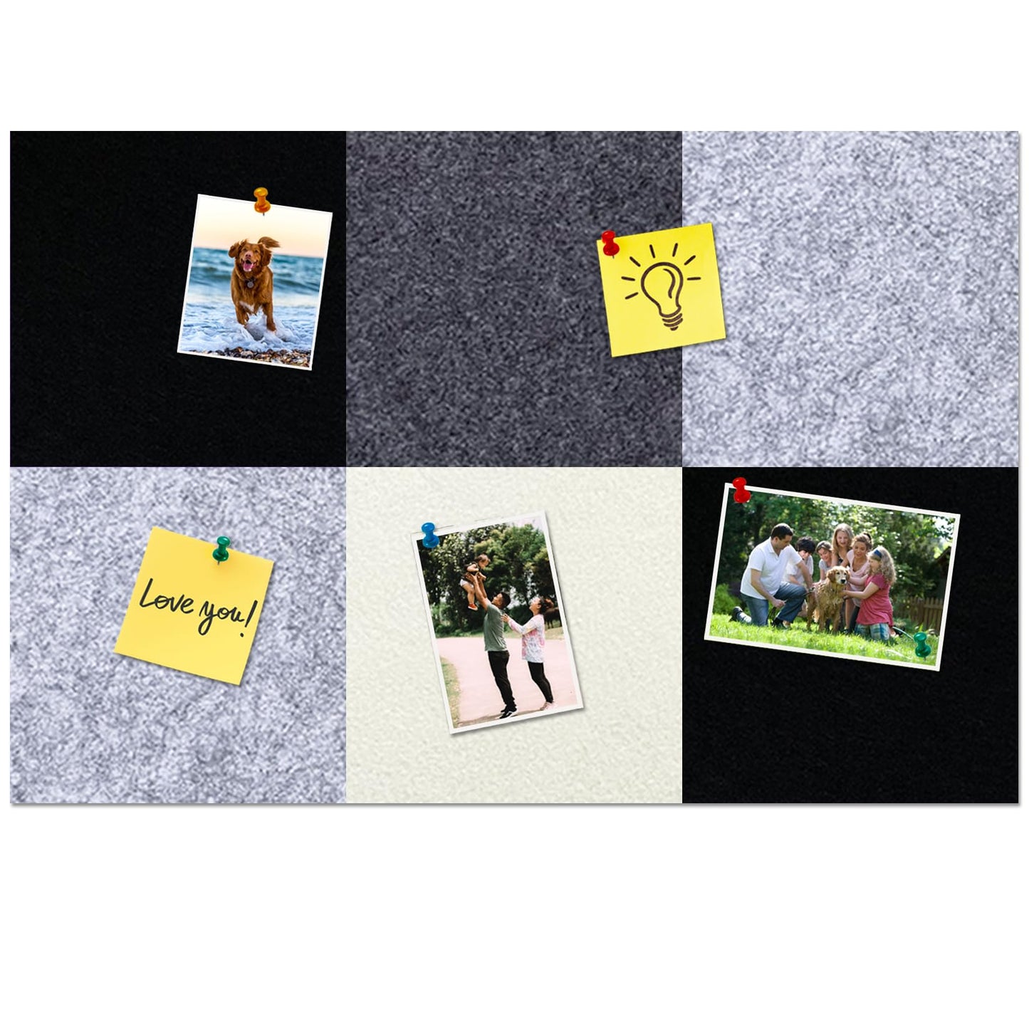 HULAVO Square Felt Cork Bulletin Board Tiles, Self Adhesive DIY Felt Pin Board for Wall 30" x 20" with 35 Pushpins for Office School Home Wall Decor Stickers Memos Photos Display (Gradual Grey)