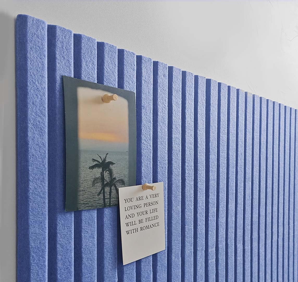 Large Cork Board for Office, 8 Pack Felt Wall Tiles with Slat Wall Paneling and Safe Removable Adhesive Tabs, Felt Bulletin Board Pin Board Cork Boards for Walls - Sky Blue