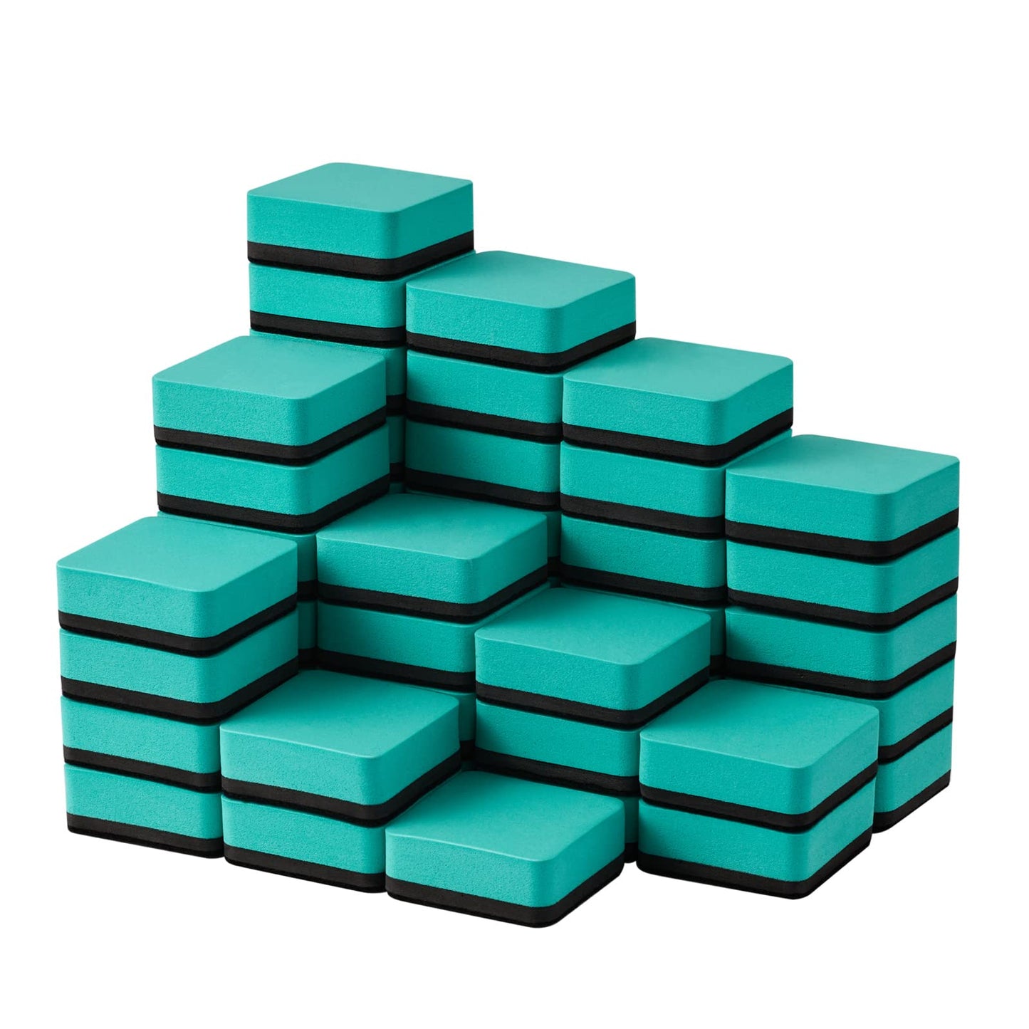 Favourde 48 Pack Magnetic Whiteboard Dry Erase Erasers Chalkboard Cleansers for Classroom, Home and Office (Green, 1.97 x 1.97 Inch)