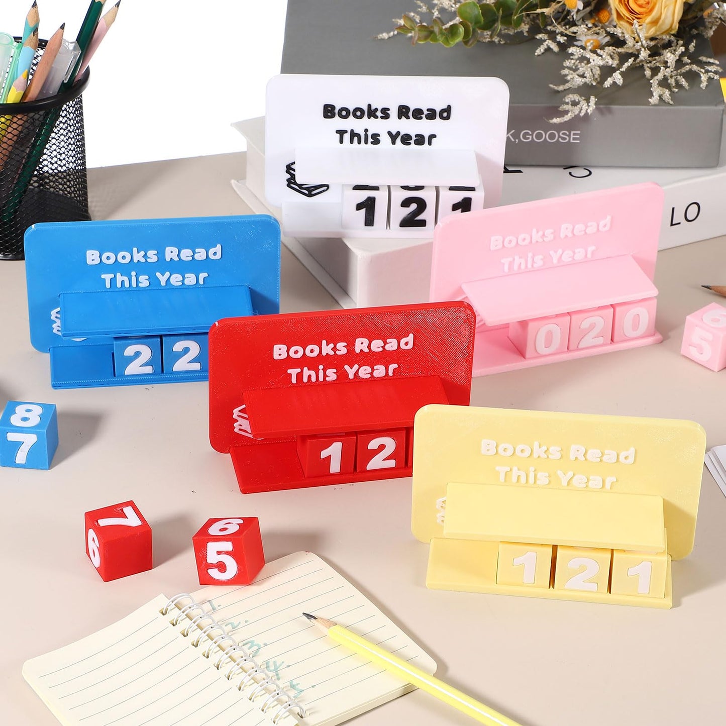 PATIKIL Books Read This Year Tracker, 3D Reading Challenge Counter Sign Library Bookshelf Decor Reading Challenge Number Up to 999 Books Gift for Reader Book Lovers Teachers, Green