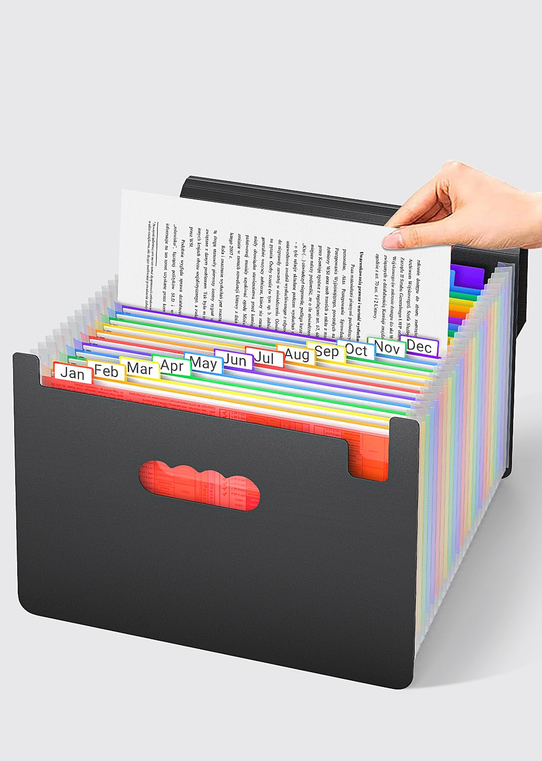 TOPCJ 25 Pockets File Organizer with Plastic Handle,Expanding File Folders for Receipt,Paper,Documents,Monthly tab Including in Accordion File Folder Organizer,Perfect Filing Folder Matte
