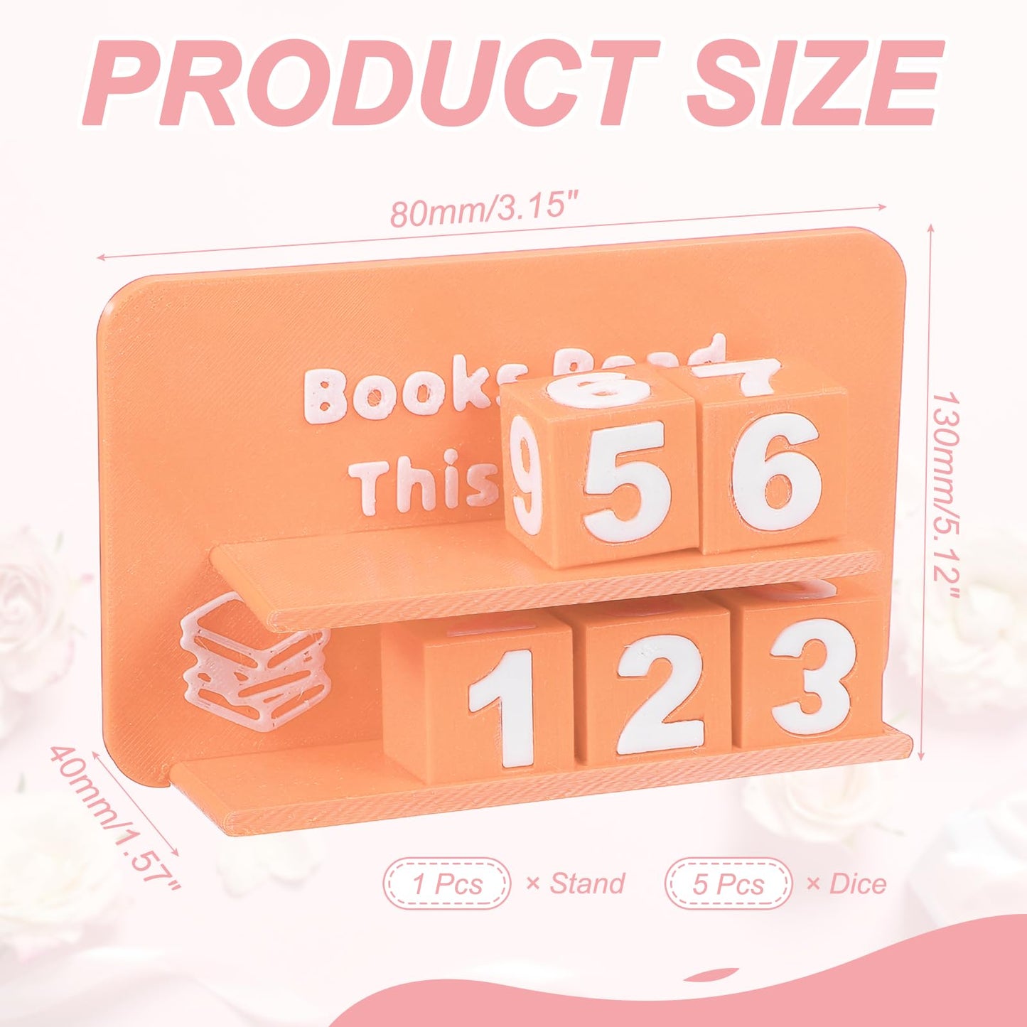PATIKIL Books Read This Year Tracker, 3D Reading Challenge Counter Sign Library Bookshelf Decor Reading Challenge Number Up to 999 Books Gift for Reader Book Lovers Teachers, Light Orange