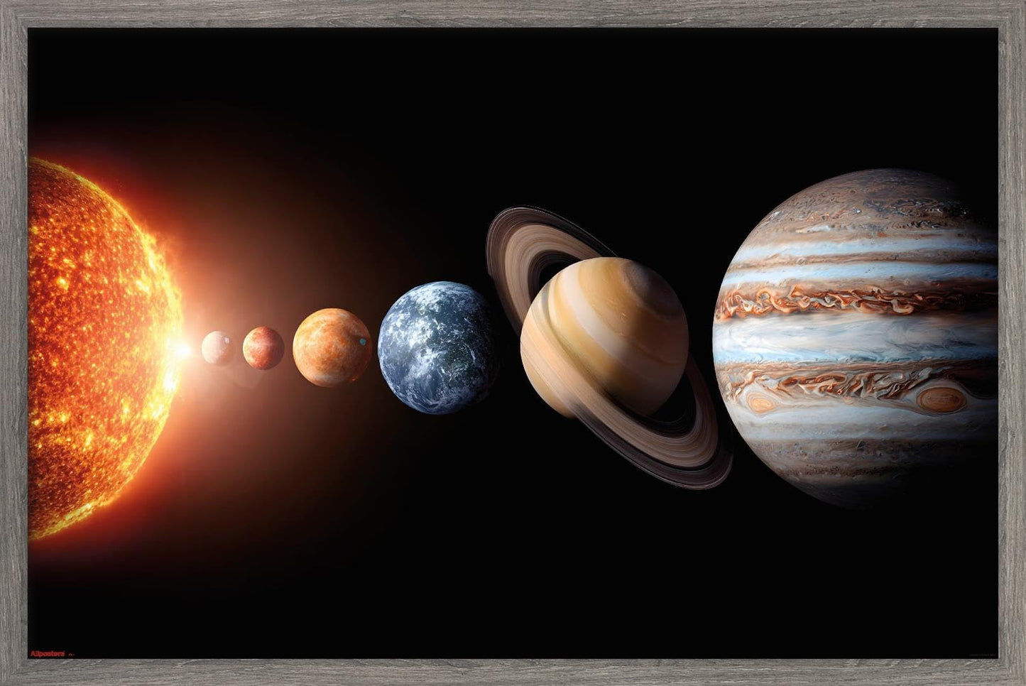 Science - Solar System Planets 26 Wall Poster, 34L" x 22.4W", Barnwood Framed Version