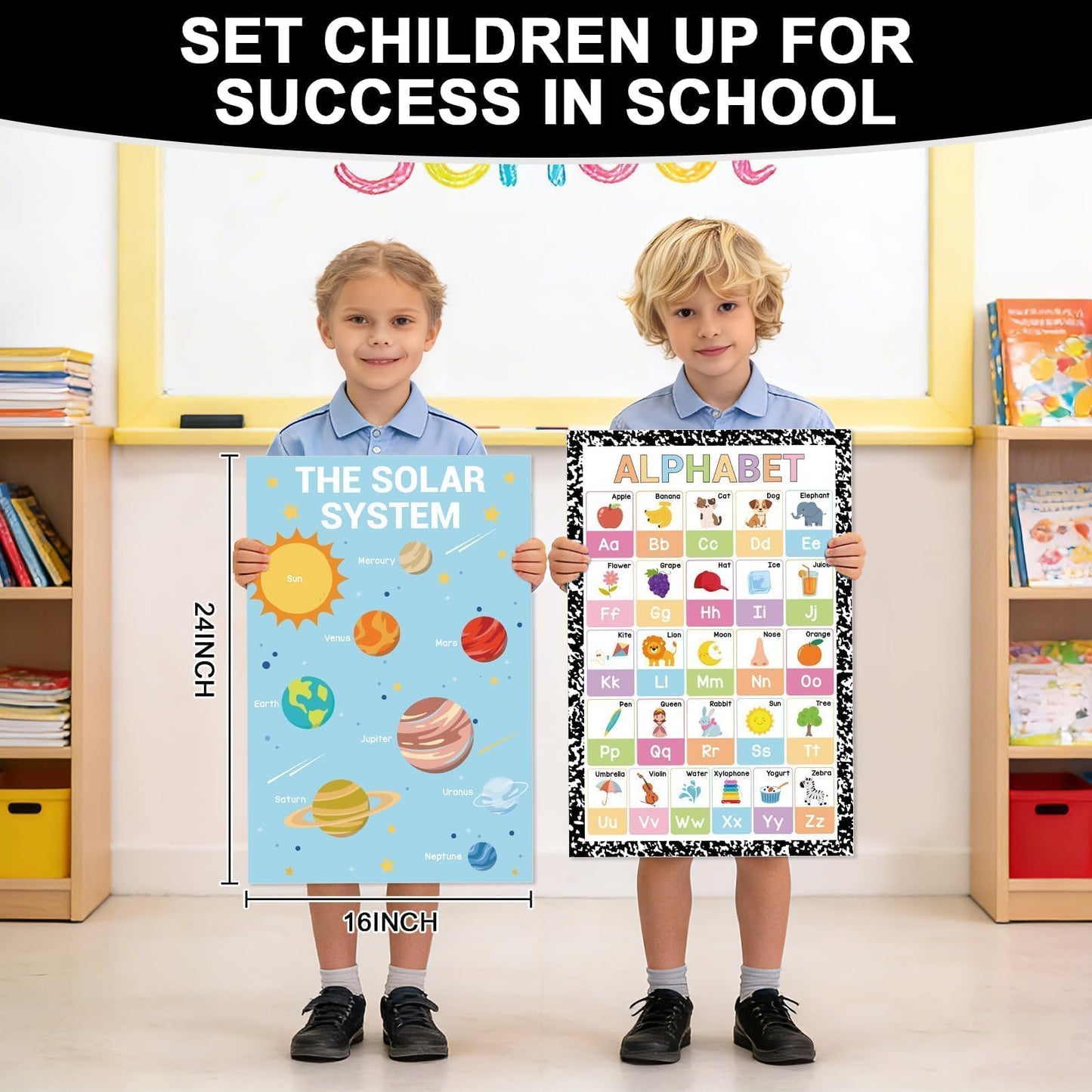 16 Pcs 16”x24” Large Educational Posters for Classroom Decor-Educational Poster for Toddlers 1-3 Learning Poster for Boys Girls Ages 3-5,Kindergarten Preschool Classroom Teacher Must Haves Composition