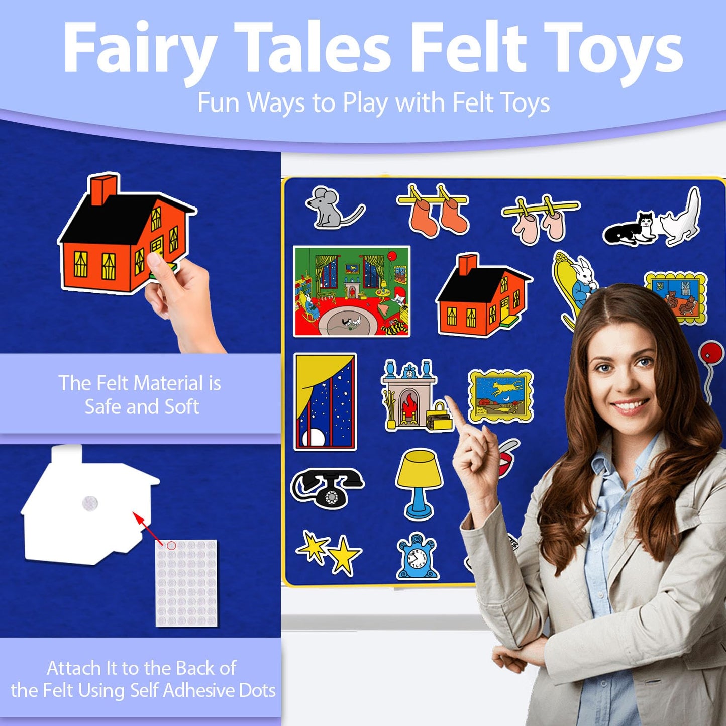 Ai fsem Goodnight Moon Fairy Tales Felt Board Story Sets Felt Toys Toddler Storytelling Interactive Toys Role Play Preschool Learning Activities