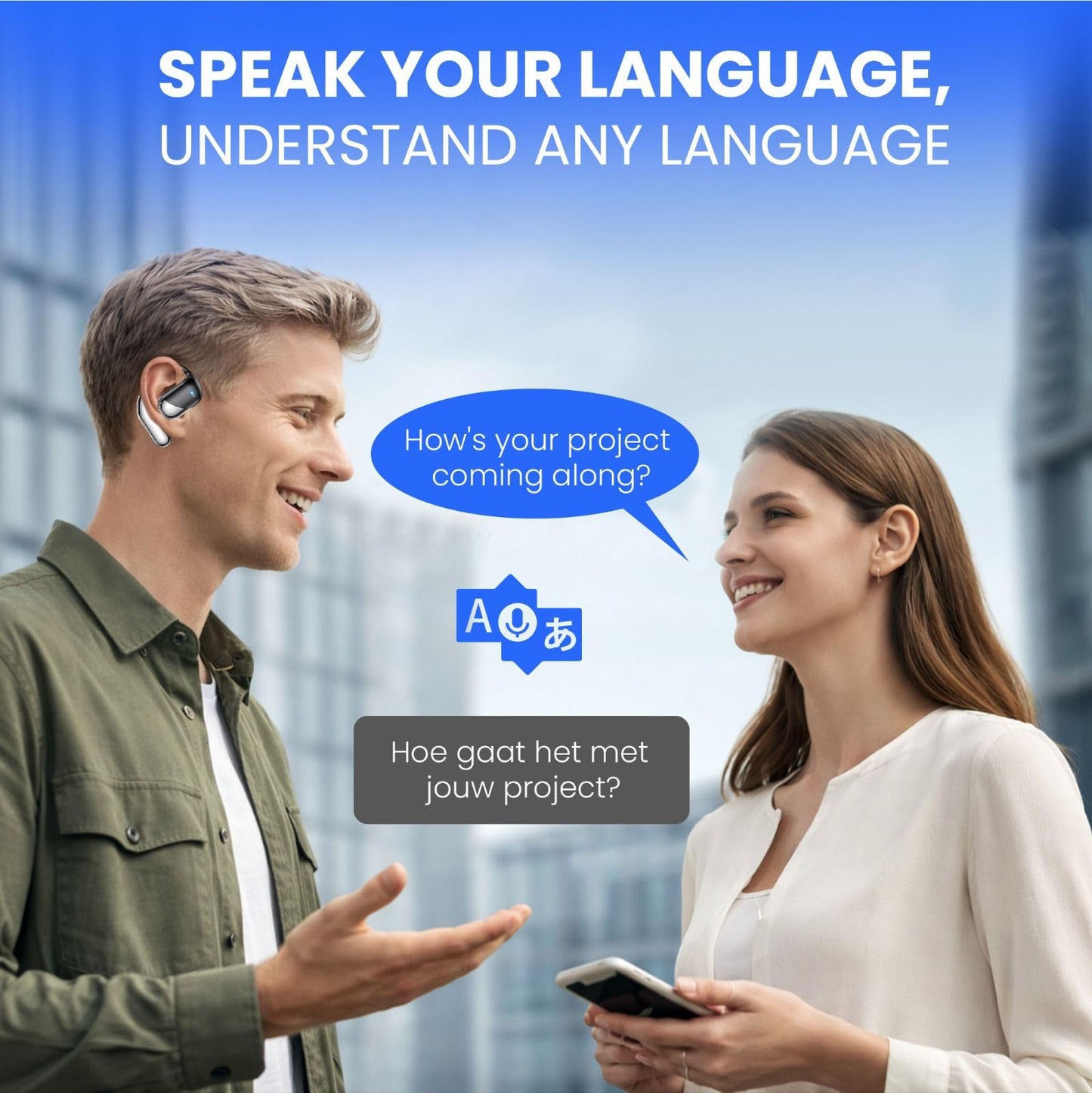 CELVON AI Translation Earbuds Real Time, 198+ Languages Translator Earbuds No Subscription, 2-Way Translating Headphones for Travel Meeting, Audifonos Traductores Inglés Español – Black