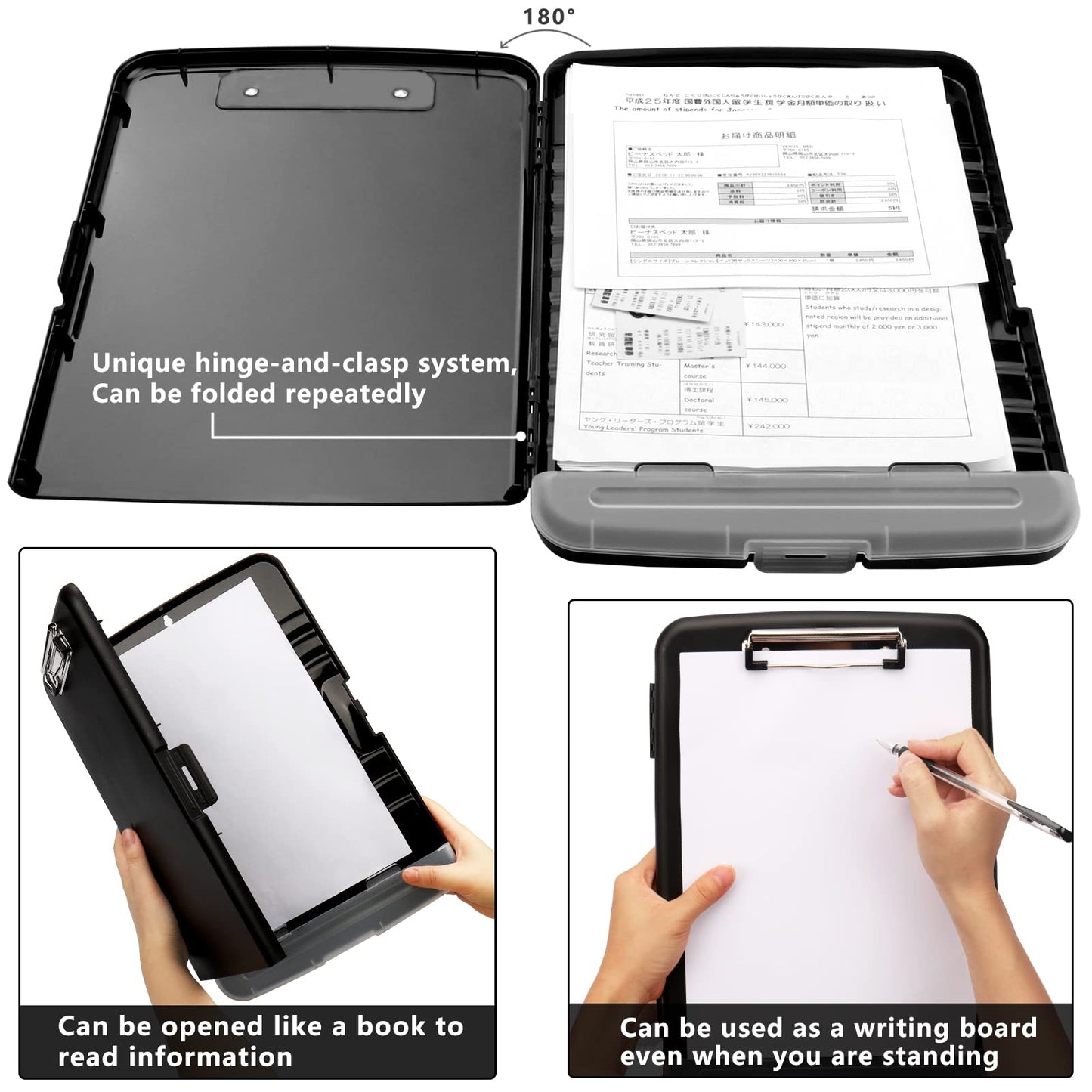 SFLHHDM Storage Clipboard with Pen Holder, High Capacity Clipboards for Classroom, Clip Boards 8.5x11 with Storage, Low-Profile Clip, Lightweight Plastic Clipboard for Kids, Lawers, Office Workers
