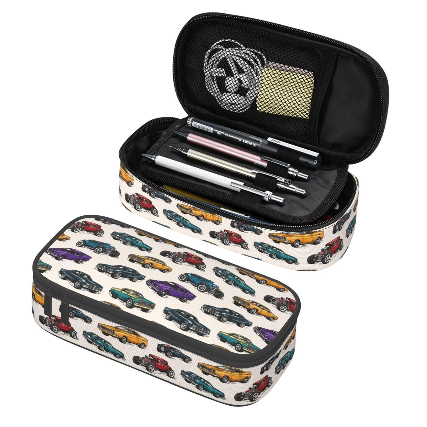 Geoocii Vintage Car Large Capacity Pencil Case Organizer Pencil Pouch Stationery With Zipper School Supplies Pencil Bag For Girls Boys Teens Adult Office