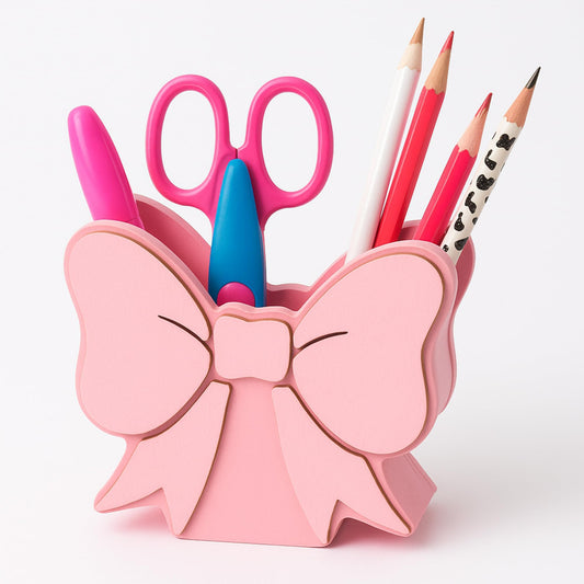 Tenceur Pink Pen Holder for Desk Large Capacity Pink Bow Pencil Holder Coquette School Supplies Set Desk Organizer Cute Bow Office Decor Makeup Brush Holders Funny Back to School Gift for Women