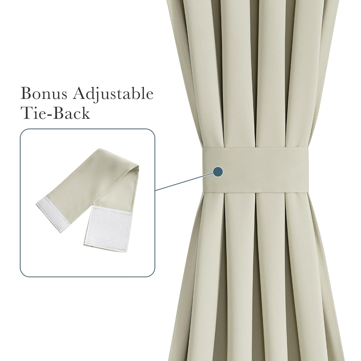 PONY DANCE Beige Back Door Curtains for Door Window, 100% Blackout Dual Rod Pocket Privacy French Curtain for Kitchen, Thermal Insulated Small Window Drapes for Classroom, W25 x L40, 1 Panel