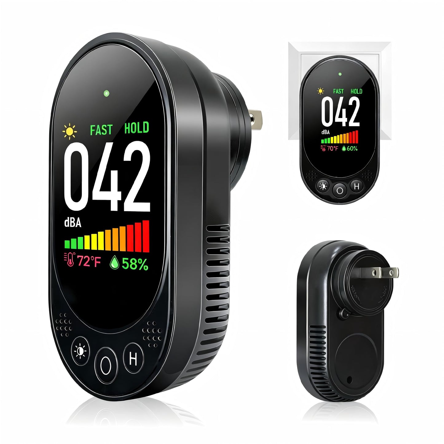 VETOUCH Decibel Meter, Plug-in Sound Level Meter, 3-in-1 Sound Decibel Meter & Noise Decibel Meter, Decibel Meter Sound Level Reader for Wall, Apartment, Classroom, RV & Home, 30-130dBA