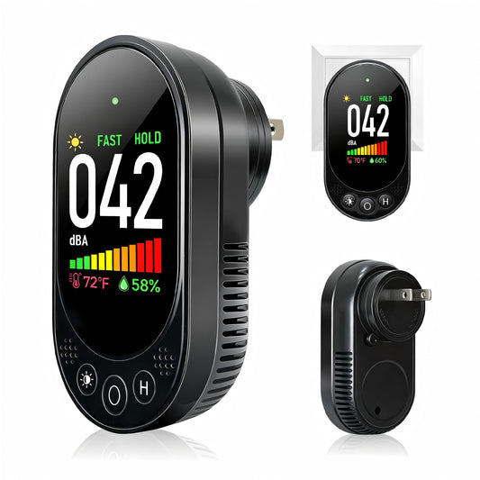 VETOUCH Decibel Meter, Plug-in Sound Level Meter, 3-in-1 Sound Decibel Meter & Noise Decibel Meter, Decibel Meter Sound Level Reader for Wall, Apartment, Classroom, RV & Home, 30-130dBA