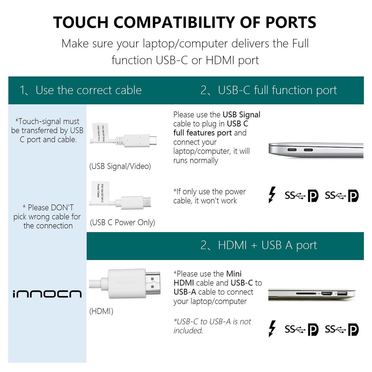 INNOCN 15.6 inch Portable Monitor Touchscreen | 1080P | HDMI, USB C HDMI | for MacBook, Windows, Tablets, Android, Chrome, PS4, Switch, Mini PC | 400Nits | 100% sRGB