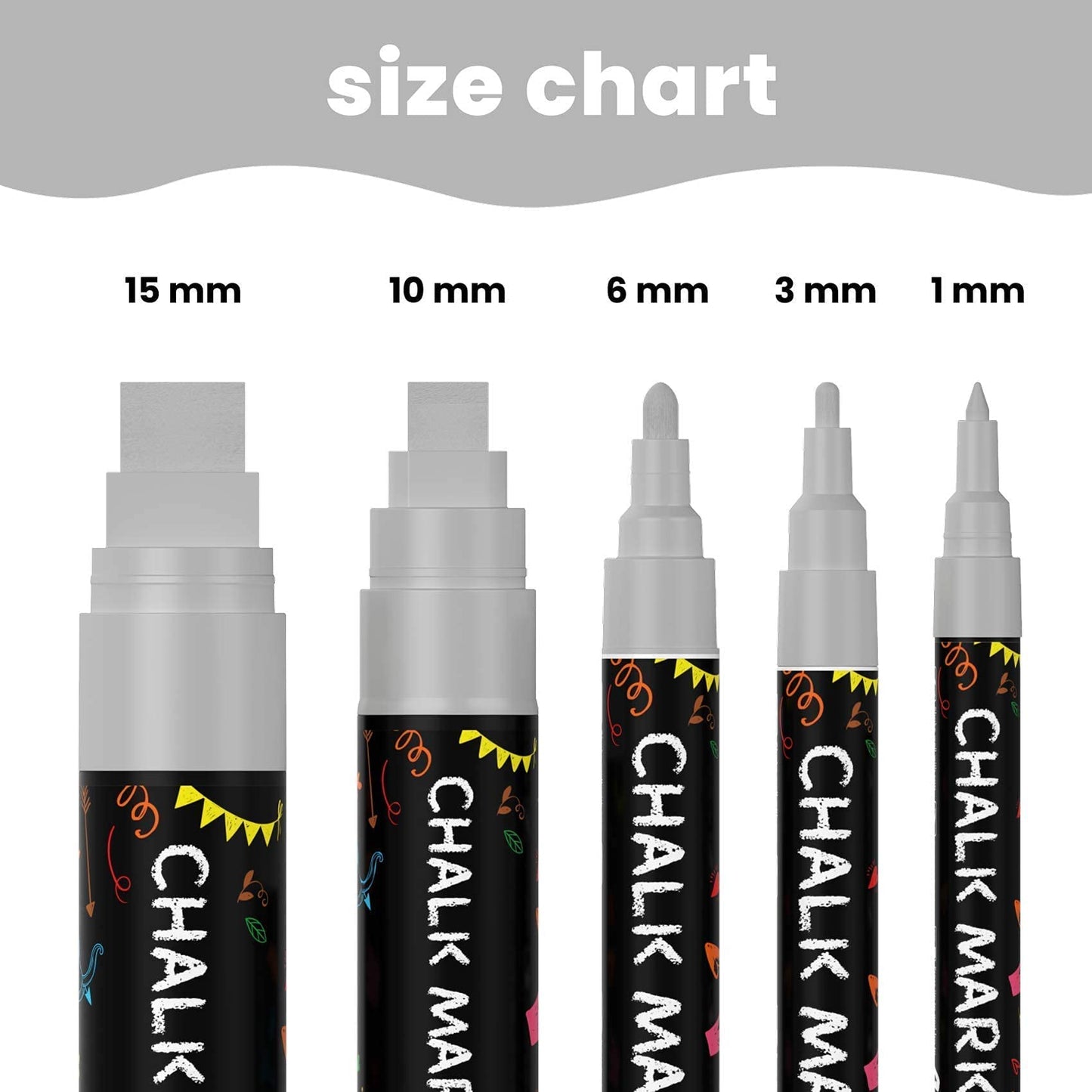 Chalkola 5 Silver Variety + 30 Markers 6mm + 10 Vintage 6mm Bundle