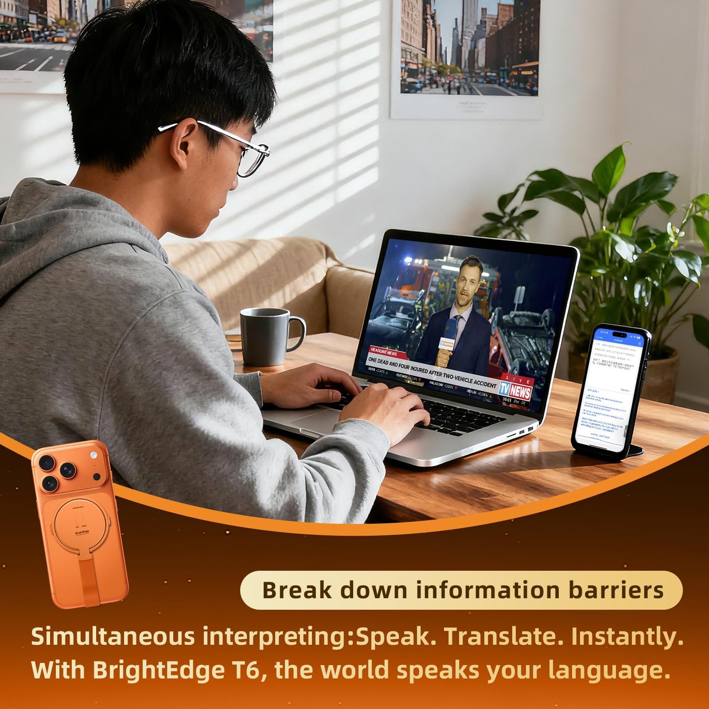 KECHOXAI AI Translator Device 146 Languages, Real-Time Voice Translator with Magnetic Stand, Offline Translation, Photo & Text Translator, Portable Language Translator for Travel