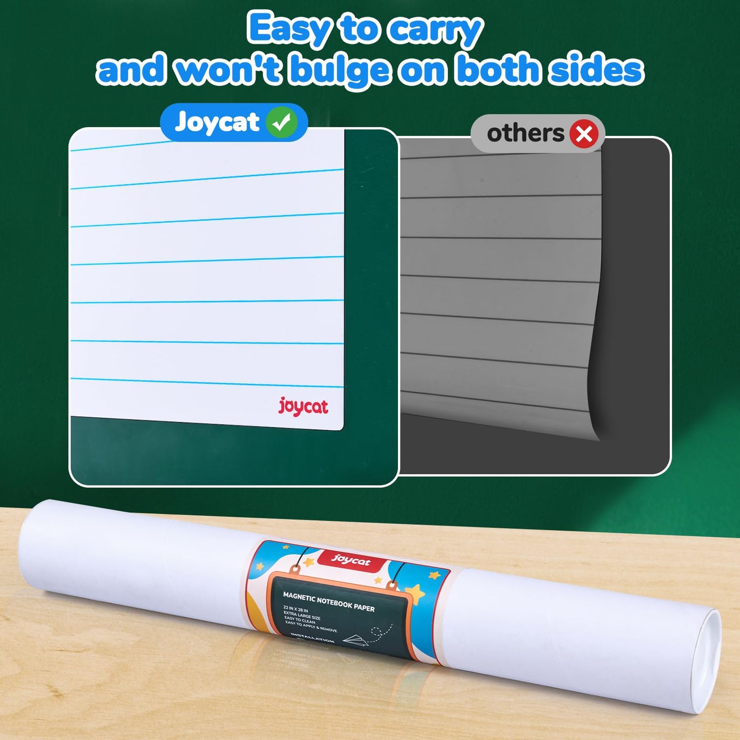 JoyCat Giant Magnetic Dry Erase Notebook Paper, 22" L x 28" H Handwriting Lined White Board for Classroom Must Haves,Whiteboard Accessories for Homeschool Teaching Supplies