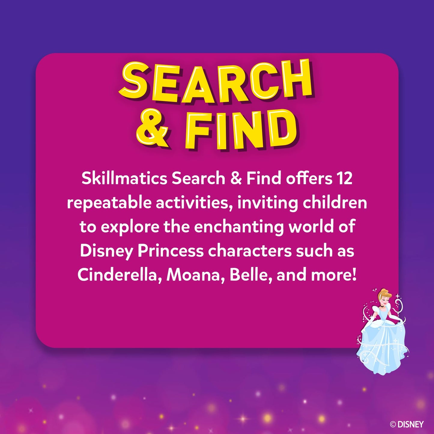 Skillmatics Search and Find Disney Princess Educational Game - Reusable Preschool Learning Activity, Perfect for Toddlers & Kids, Screen-Free Fun, Art & Crafts, Gifts for Boys & Girls Ages 3, 4, 5, 6