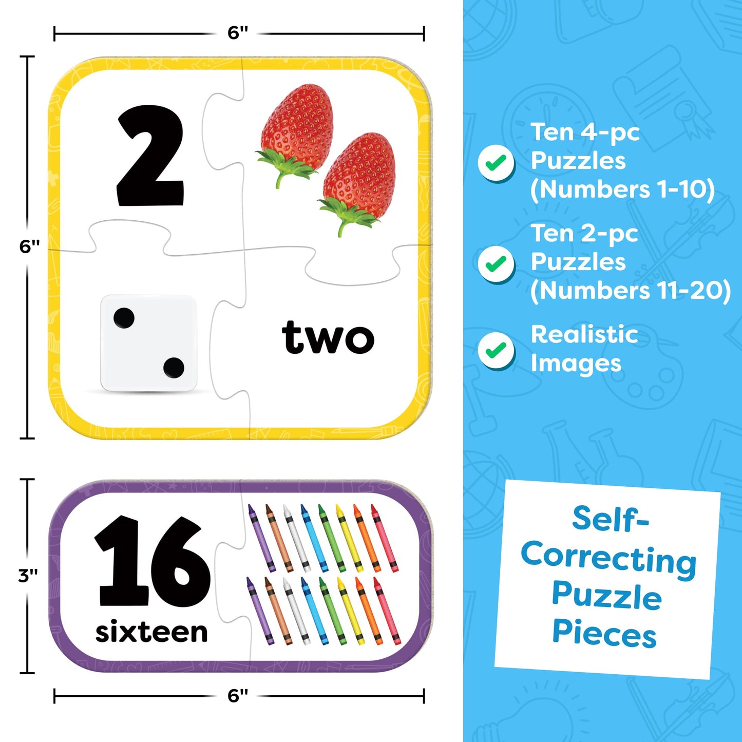 Number Puzzle Kindergarten Math Games - Number Matching Puzzle - 20 Sets Learning Numbers Puzzles - Counting Toys for Toddlers Kids Ages 3-5 - Educational Toys Preschool Learning Activities