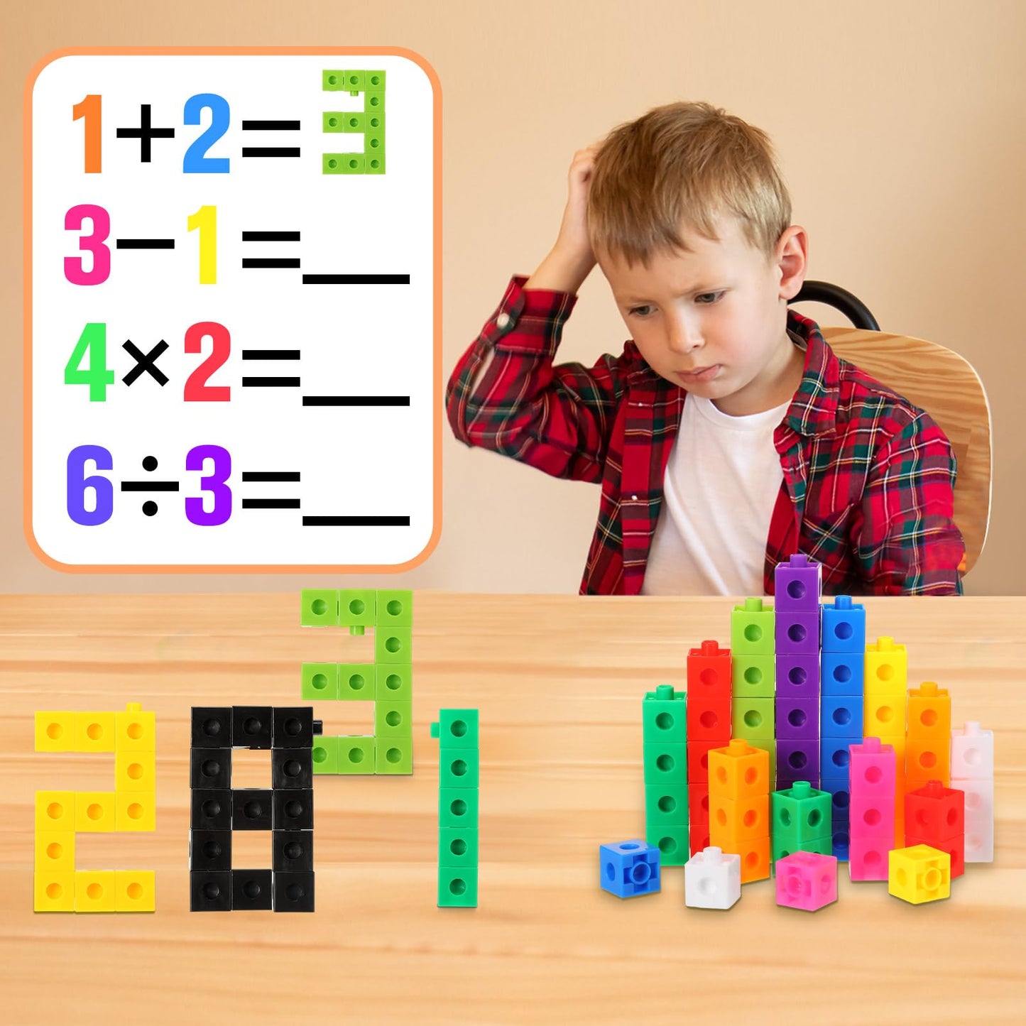 Shappy 600 Pcs Math Cubes Educational Counting Toy Math Manipulatives Connecting Counting Cubes Blocks for Learning Classroom Homeschool Supplies(Classic)