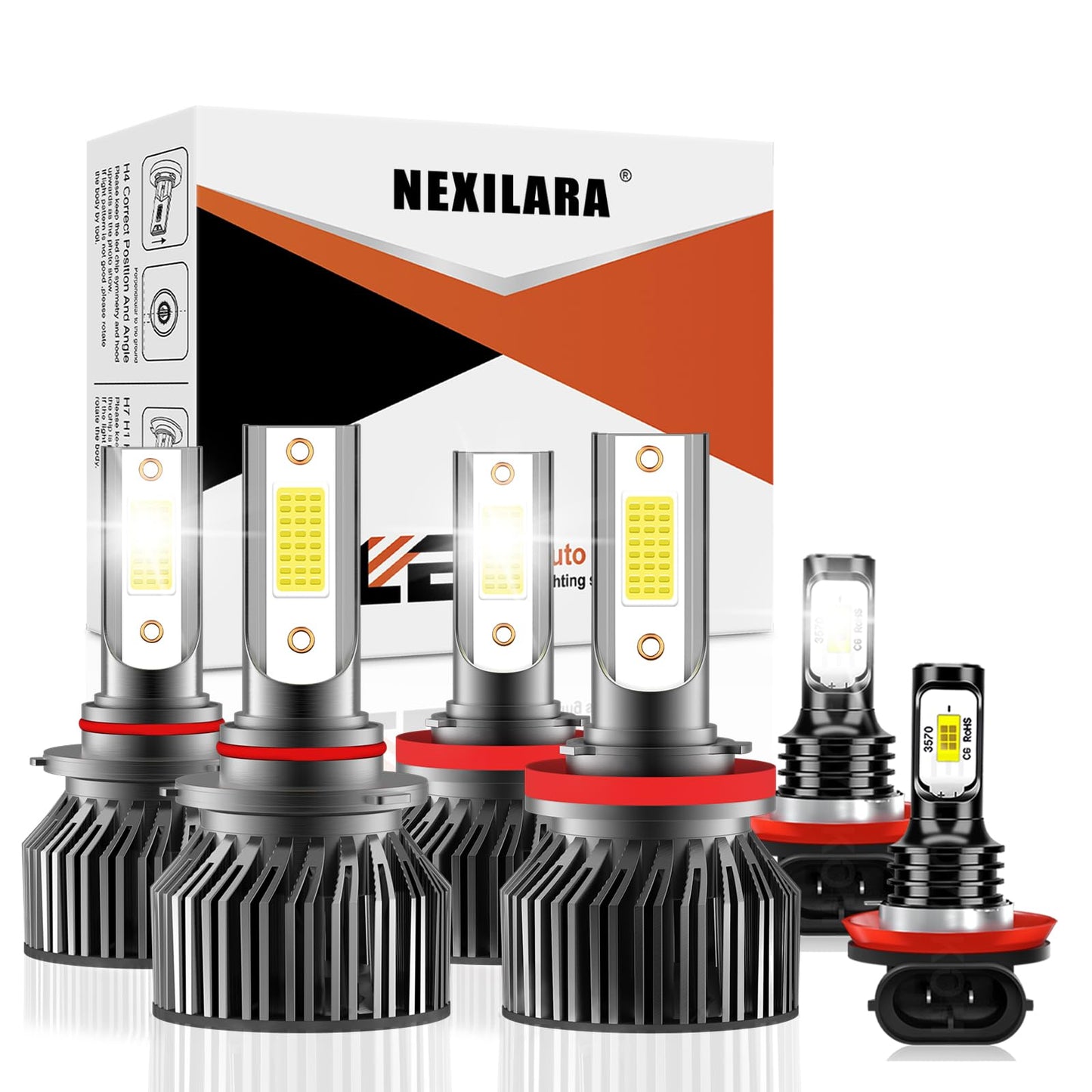NEXILARA Light Bulbs Combo Kit for 2019-2023 Dodge RAM 1500 2500 3500, 9005 High Beam, H11 Low Beam & Fog Lights