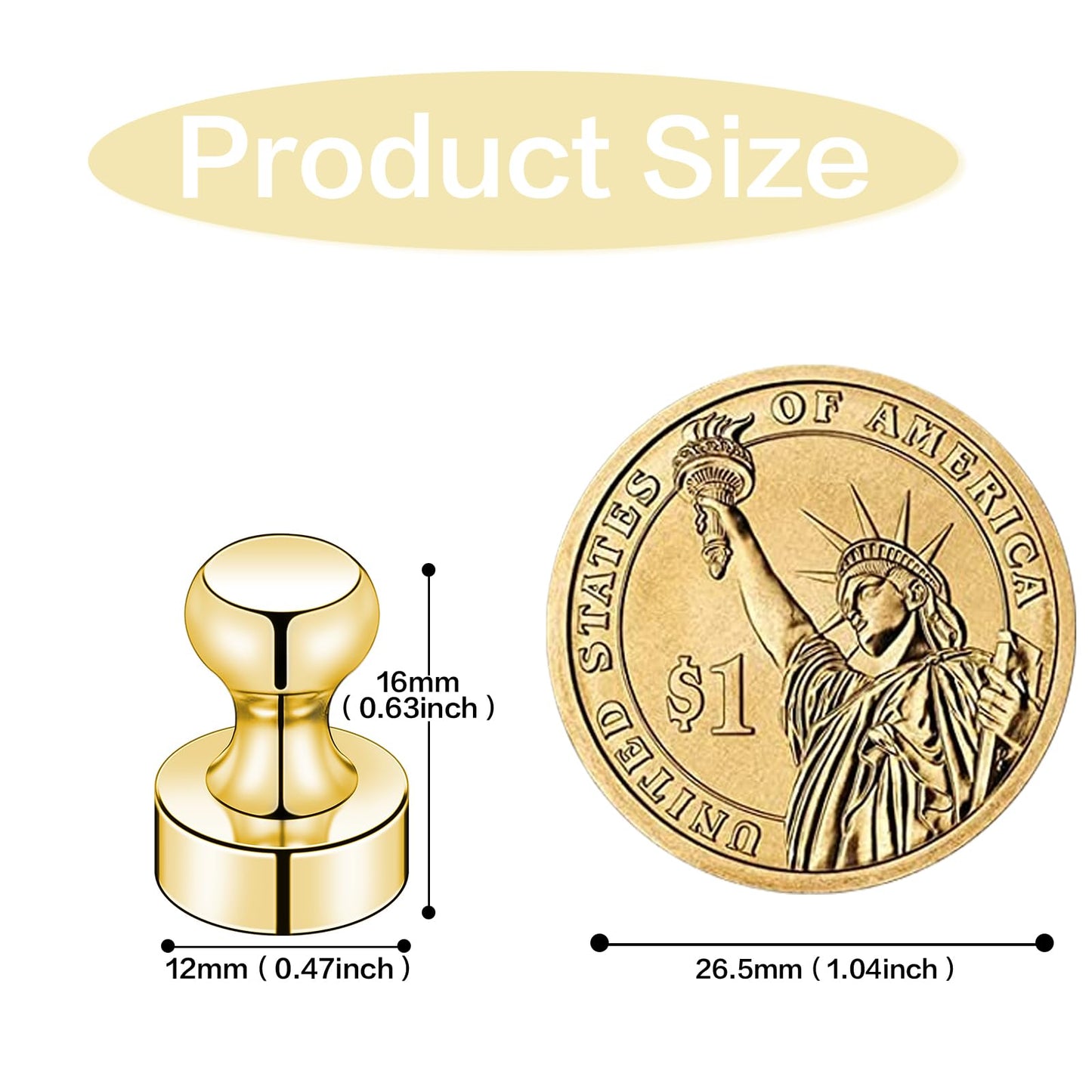 LOVIMAG Fridge Magnets 20Pcs Refrigerator Whiteboard Small Strong Magnet Classroom Kitchen Accessories Decorative Locker Set Decor Must Haves Office Calendar Refrigerador Magnetic Cute Crafts Gold