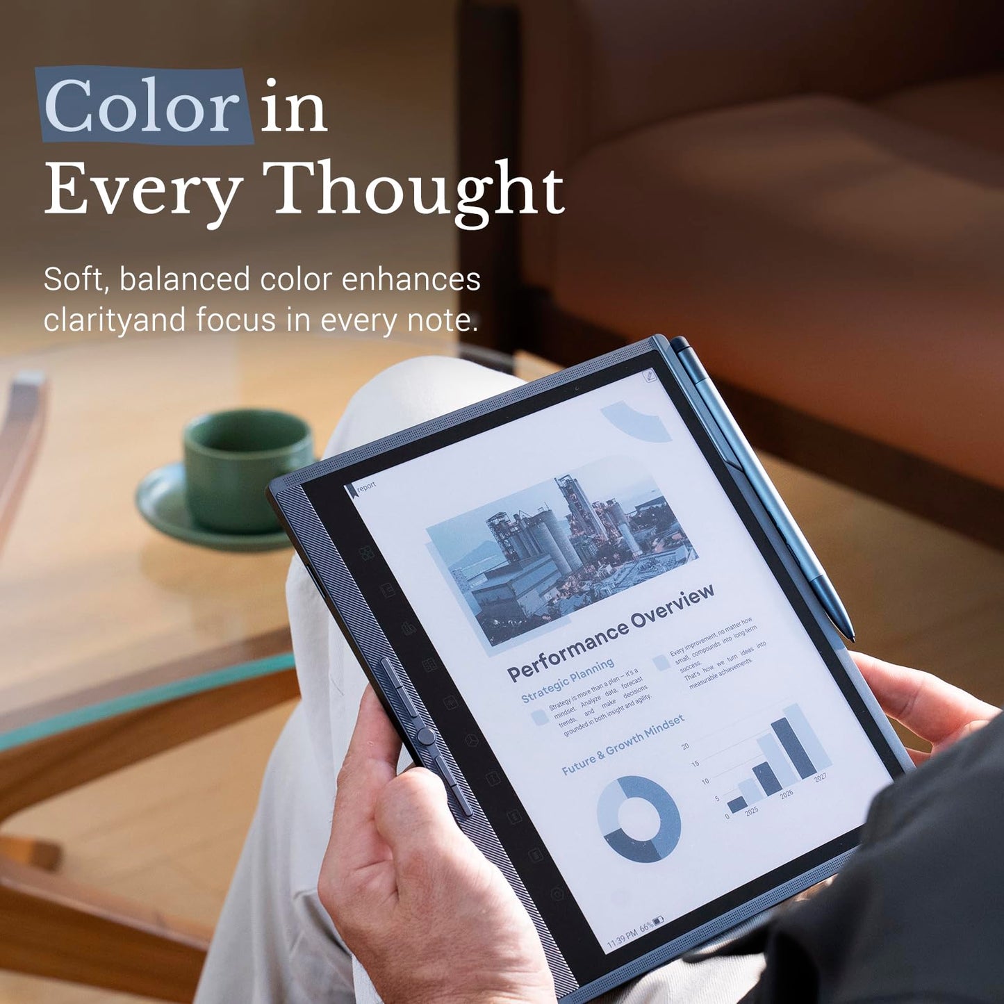Penstar eNote Pro – The Clearest Color E-Ink Paper Tablet | 10.3” Touchscreen Writing Tablet, 128GB Digital Notebook with B6 Metal Stylus & Folio Cover, AI-Powered Voice-to-Text