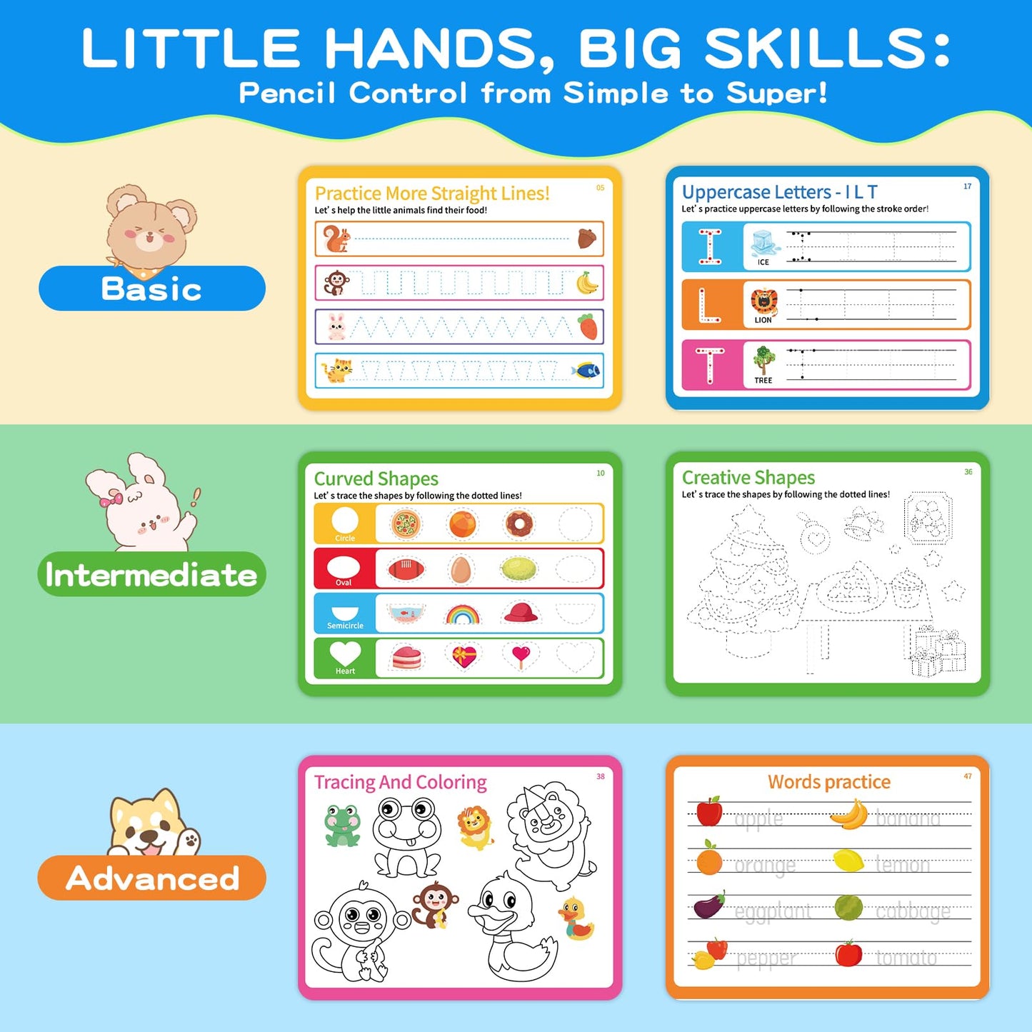 YySiRui Preschool Learning Activities, Tracing Books for Kids Ages 3+, Toddler Handwriting Practice, Letter Tracing for Kids, Preschool Kindergarten Workbooks 3+, Learning Books for 3+ Years Old
