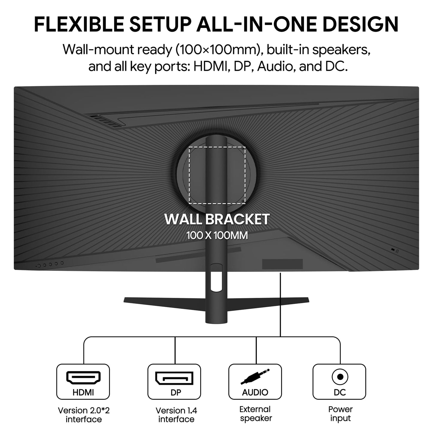 CRUA 34" Ultrawide Curved Monitor, 21:9 UWQHD 3440x1440 100Hz 3800R IPS Computer Monitors with Built-in Speakers, FreeSync, 120% sRGB, 92% DCI-P3, Blue Light Filter, HDMI 2.0 & DP 1.4, Wall Mountable
