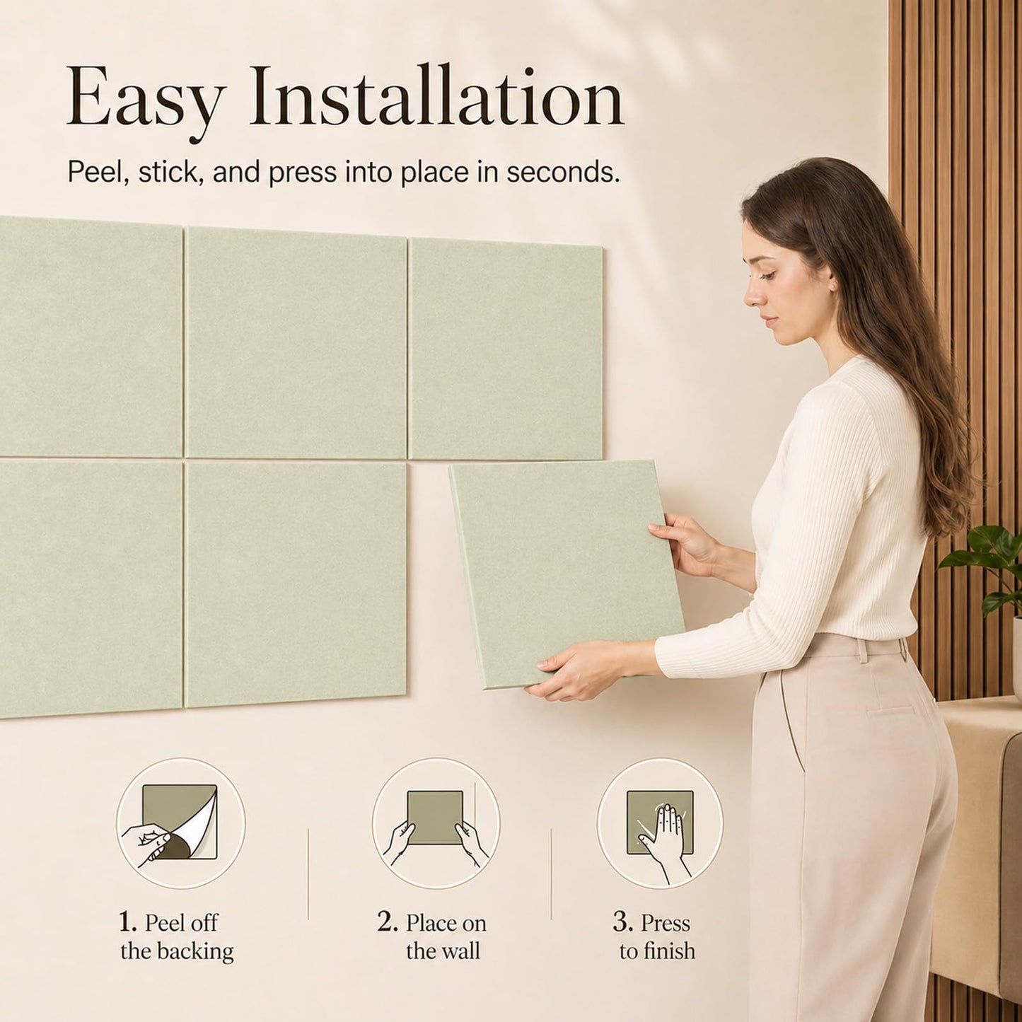 Baysola Felt Bulletin Board Panels 36 x 24 Inch Self Adhesive Wall Tiles Cork Board Alternative for Office Classroom Photos Notes 6 Pack