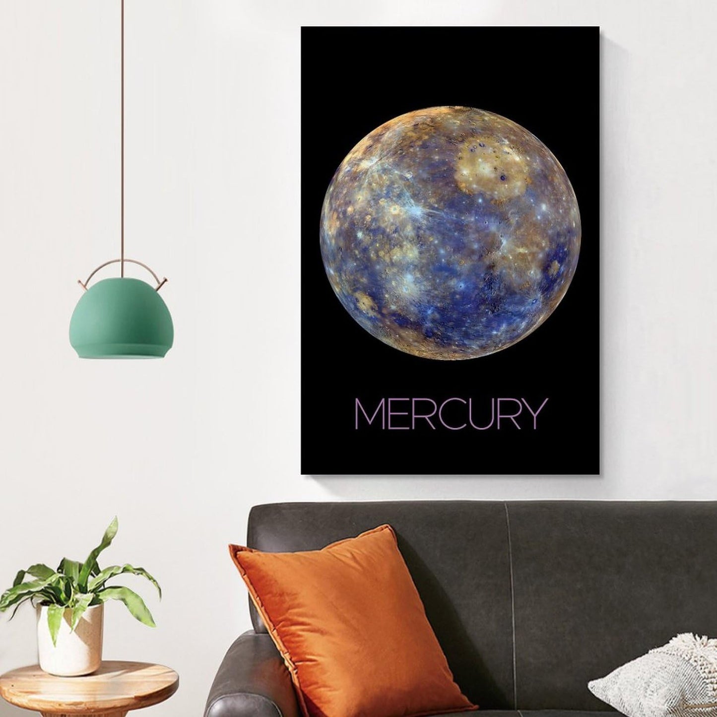 XIAOLOUTINYU Solar System Canvas Wall Art - Mercury Planet Space Poster for Kids Room Bedroom Classroom, STEM Educational Astronomy Decor, Science Gift for Boys Girls Teens, 16x24 Inch Unframed