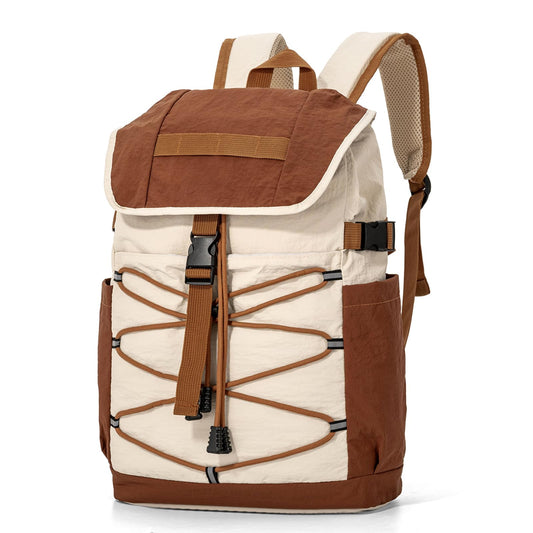 Kabibin Travel Backpack for Women Men, 15L Lightweight Laptop Daypack with Multiple Pockets for Tourist, Daily College Bookbag for School, Casual Packable Bagpack for Hiking (Khaki)