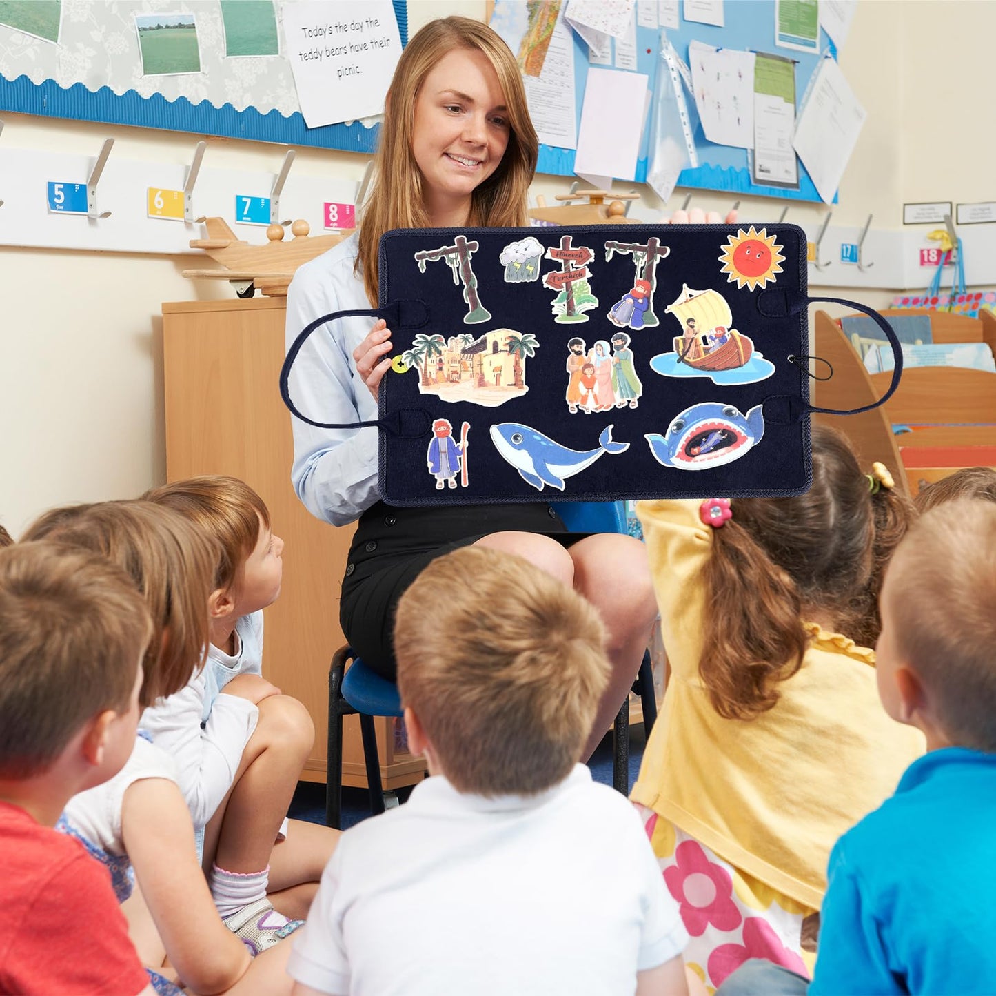 WovWeave 4 Set Felt Story Board Sets for Toddler Educational Storytelling Felt Book Board Stories for Preschool Learning Classroom Activity(Religious)