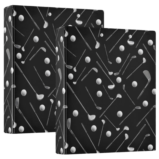 Golf Black Round Ring Binders 1.5 Inch Sports Balls 3 Ring Clipboard Binder for Office School Work Supplies File Folder 200 Sheet Capacity