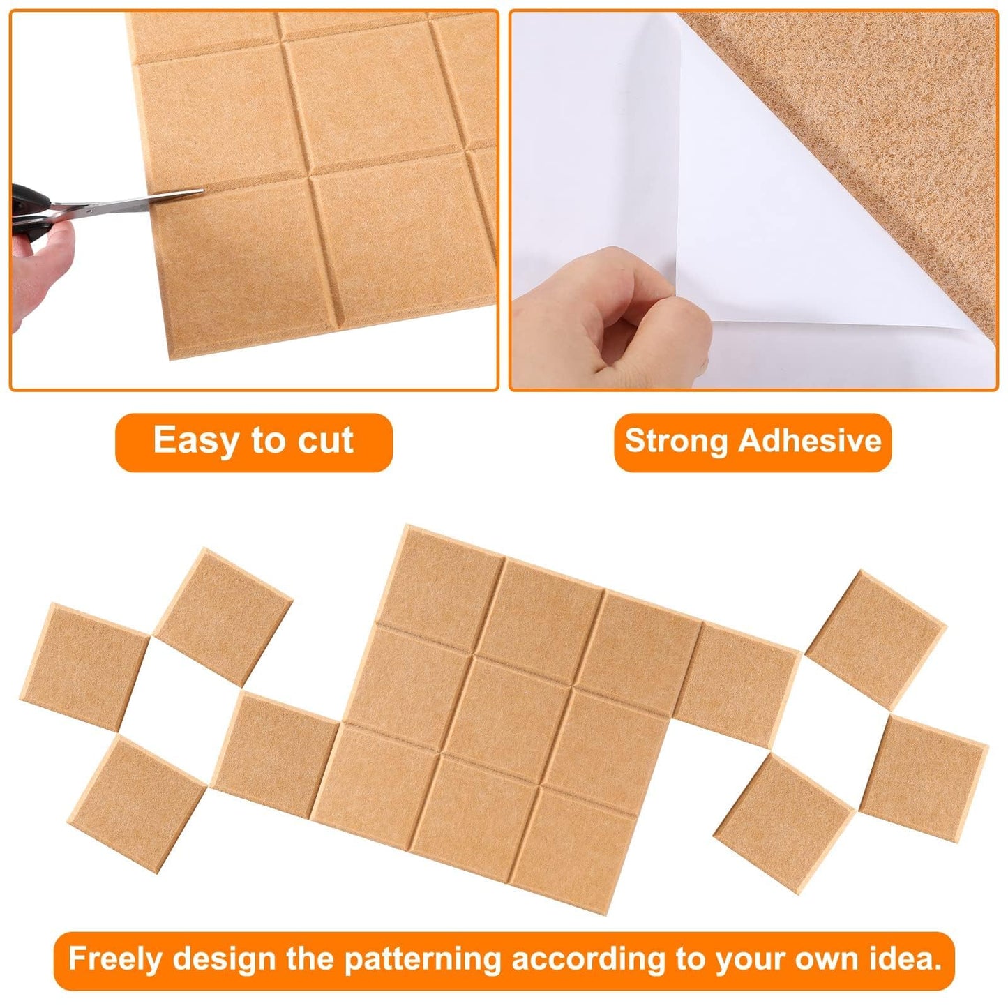 Uoisaiko Bulletin Board 6 Pack Large Pin Board 11.8" x 11.8", Felt Board Tiles with 30 Push Pins Alternative to Cork Board for Wall Damage-Free, Self Adhesive Notice Board Memo Board for Home Office