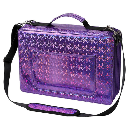 HMZSP Large Capacity Colored Pencil Case - 500 Individual Slots PU leather with Zipper Closure Portable Organizer for Watercolor Pencils Ideal for Artists（Purple）