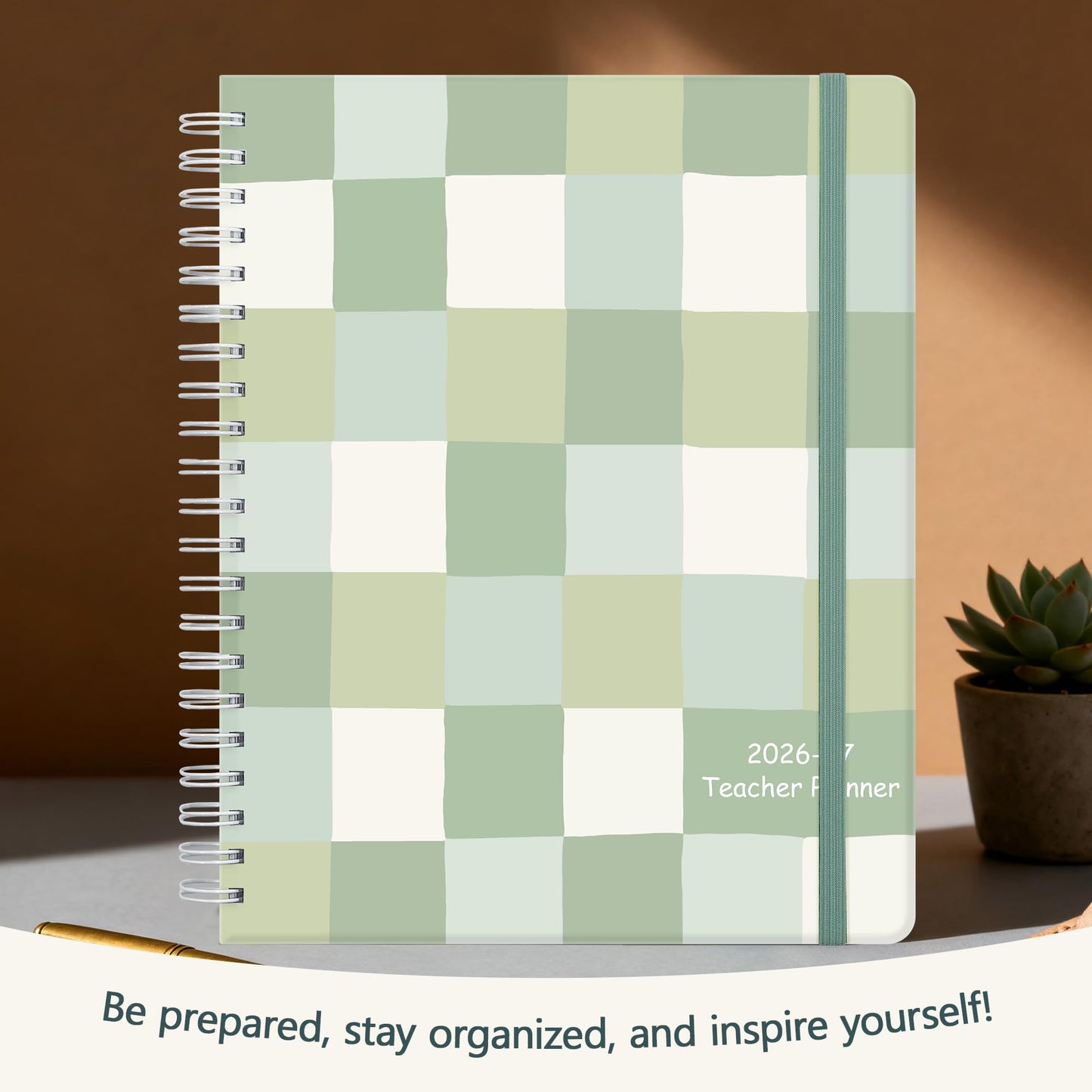 Teacher Lesson Planner 2026-2027 Academic Year, Aug 2026-Jul 2027, Deluxe 26-27 Lesson Plan Book for Teachers Supplies & Homeschool Planner with Pocket & Monthly Tabs, 8.5" x 11", Green Checkered