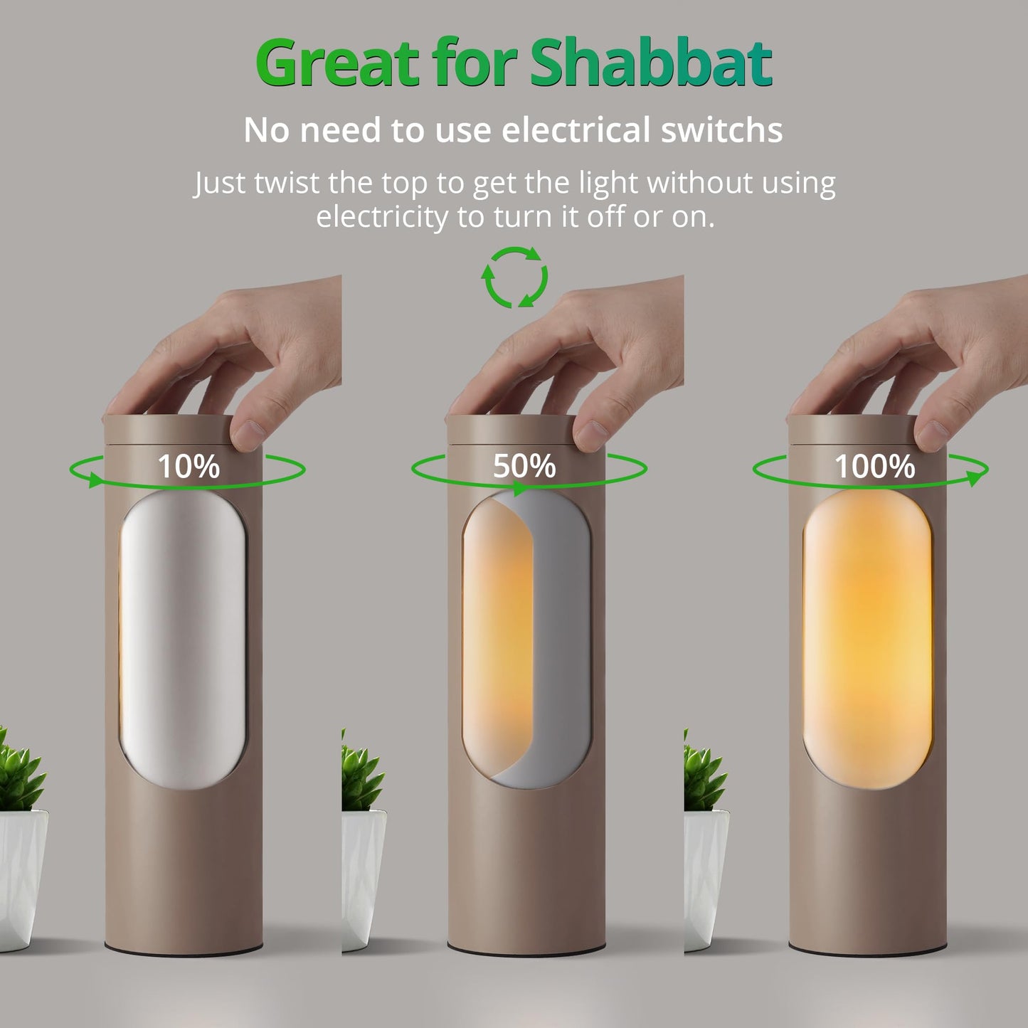 LEDIARY Shabbos Lamp, Brown Kosher Table Lamp, 10.5in ?3.2in ?3.2in , T10 Bulb Included, Nightlight for Living Room and