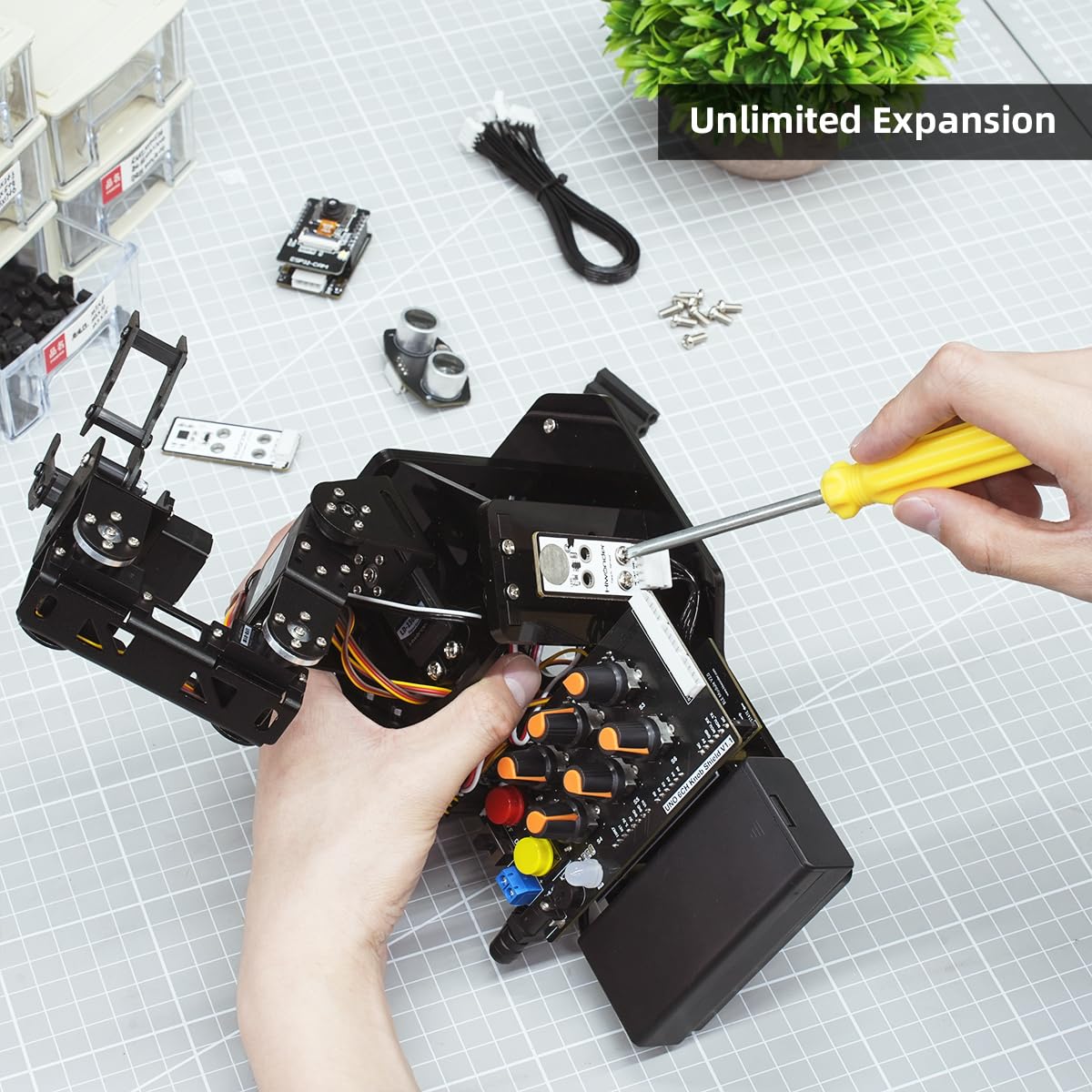 Robotic Arm with Arduino 5DOF/Axis AI Smart Robot Arm Open Source STEM Educational Building Robotics & Engineering Kits, Science/Coding/Programming Set, miniArm Starter Kit