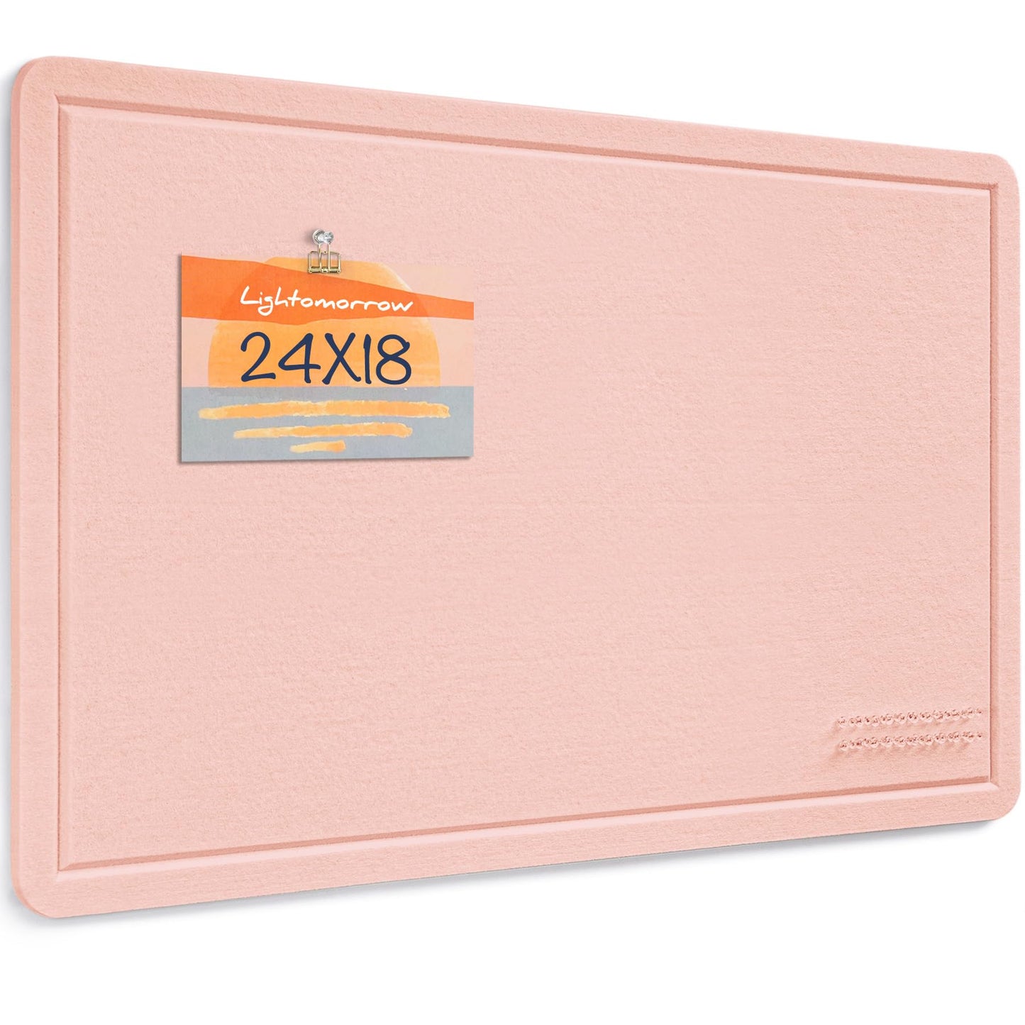 Lightomorrow Bulletin Board, 24 x 18 Inches Cork Board Alternative Decorative Felt Pin Board with Safe Removable Adhesives & 22 Push Pins for Home Office Classroom Walls-Light Coral