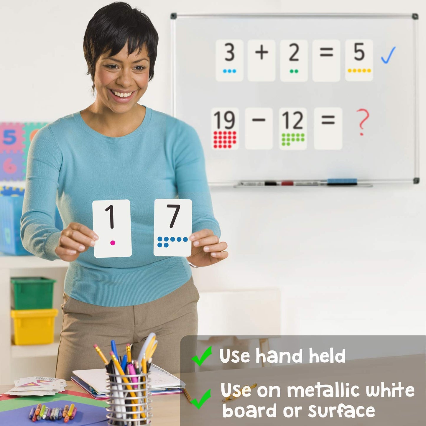 Attractivia Magnetic Number Flash Cards - Large 0-25 Math Cards, Early Addition and Subtraction, Multiplication, Division and Symbols, for Classroom Teachers, Homeschool, Toddlers, Kids and Adults