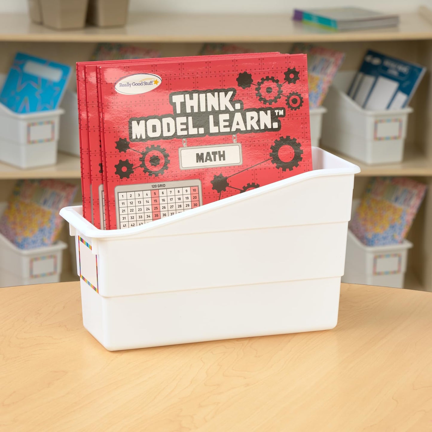 Really Good Stuff Durable Book & Binder Holders - 6 Pack - White