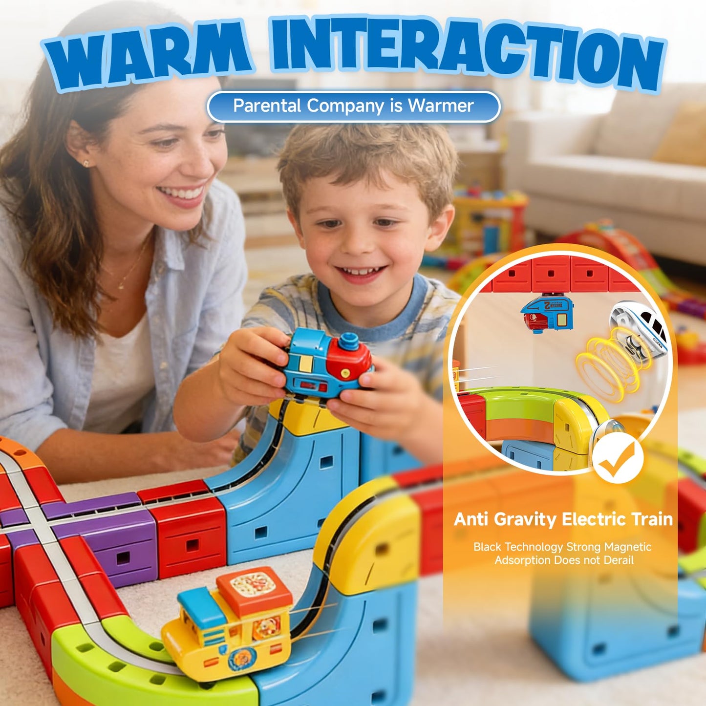 3D Infinity Cube Track Magnetic Electric Train Set for Kids 4 6 7 8,Toy Vehicle Playsets for Toddlers 3-5 Train Set Learning Gift,68 Pcs/1 car