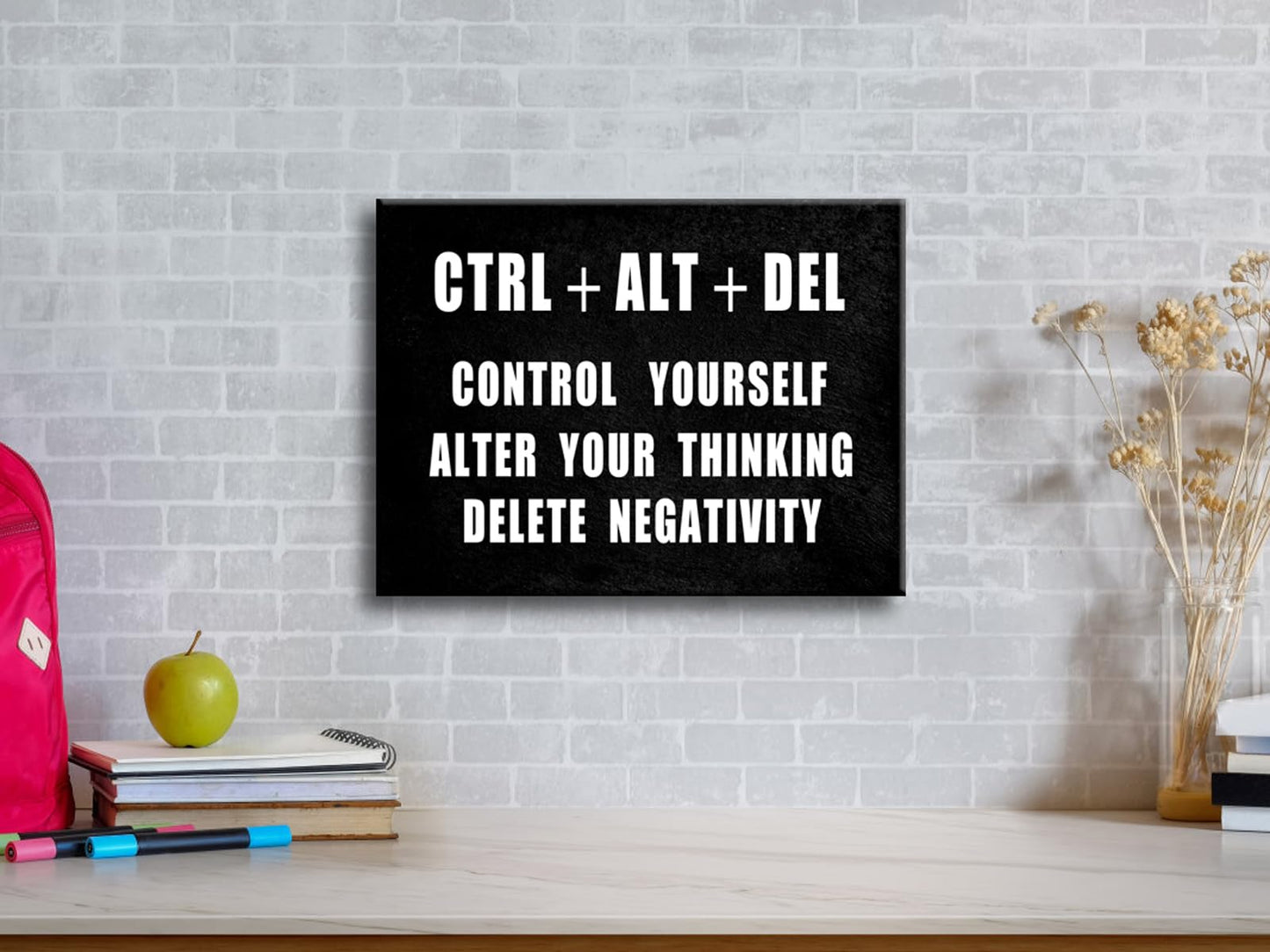 Pyradecor Motivational CTRL+ALT+DEL Classroom Positive Quotes Inspirational Poster Canvas Prints Wall Art for Office Living Room Home Decorations
