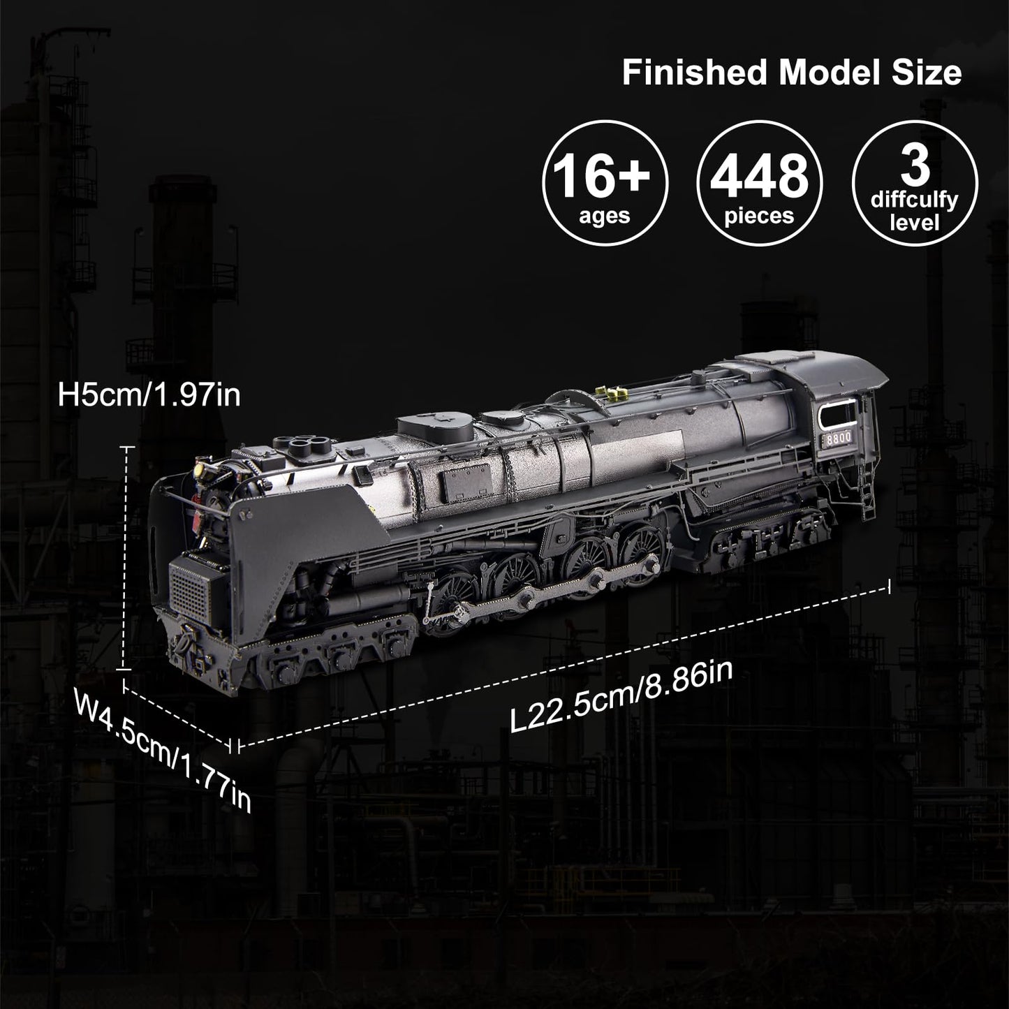 Piececool 3D Metal Puzzles for Adults, Class S-2 Locomotive Steam Train Model Building kit, Hobbies DIY Creative Gifts for Christmas Birthday Valentines Day