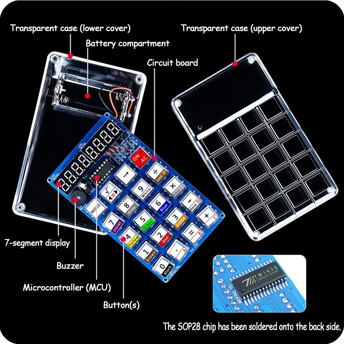 Soldering Practice Kit DIY 7-Digit LED Display Electronics Calculator for Classroom/Home, Build Electronics STEM Projects Learn to Solder Kits for Adults/Teens/Students/Makers/hobbyists (Green)
