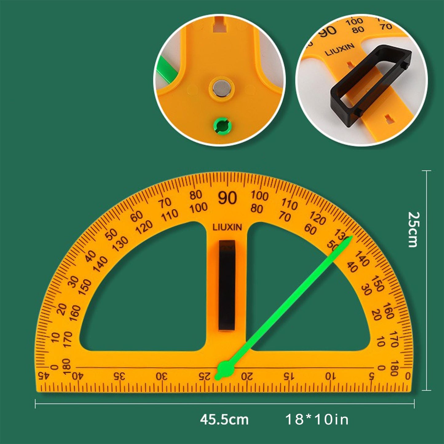 Magnetic Geometry Set on Whiteboard Math Classroom Large Protractor Triangle Ruler Plate Set Compass Drawing Tools for Teacher (4 Pieces)