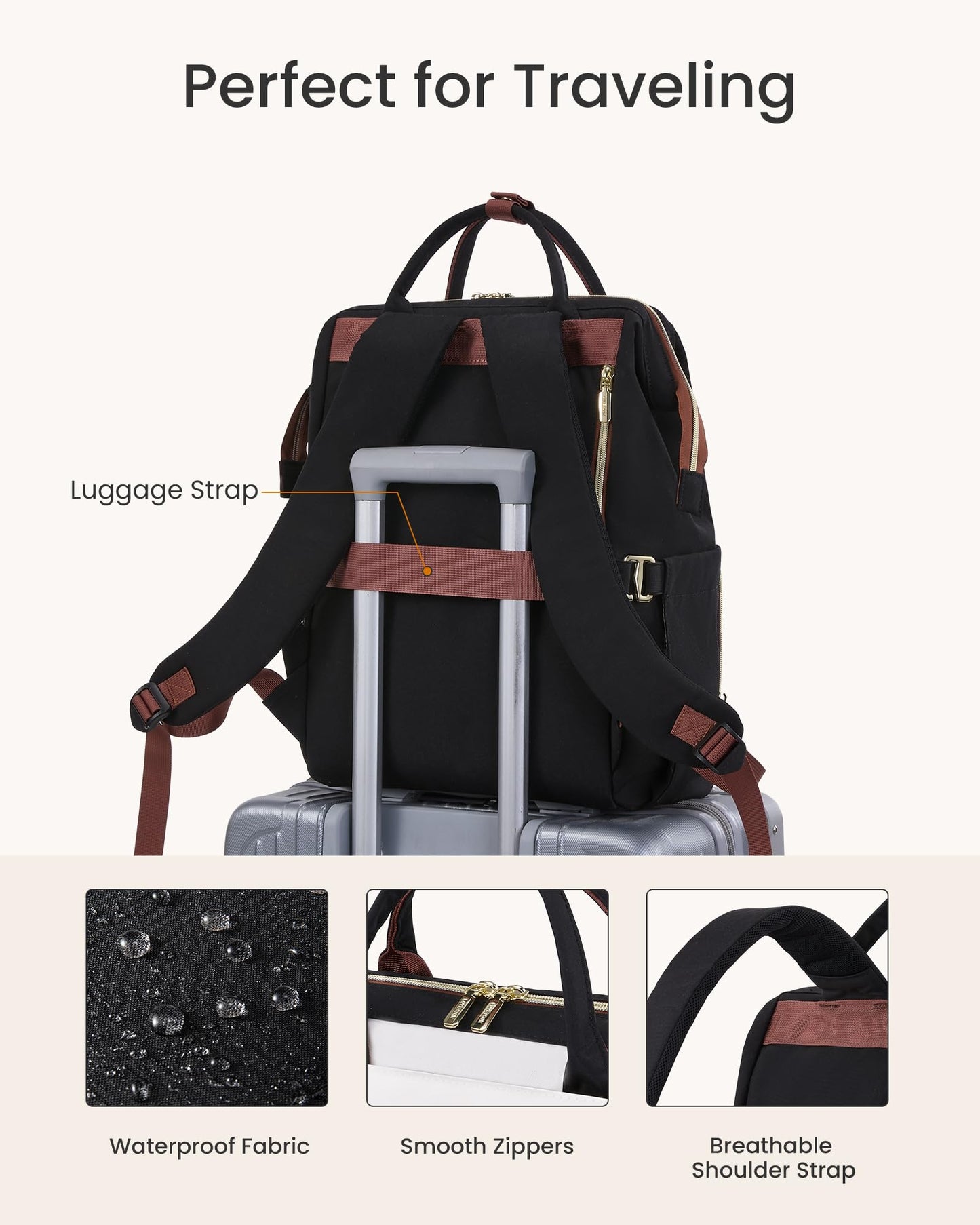 LOVEVOOK Laptop Backpack for Women with Giant Tumbler Holder Pocket, 15.6 inch Travel Work Bag Purse for Nurse Teacher, Waterproof Casual Daypack Bookbag for College Business