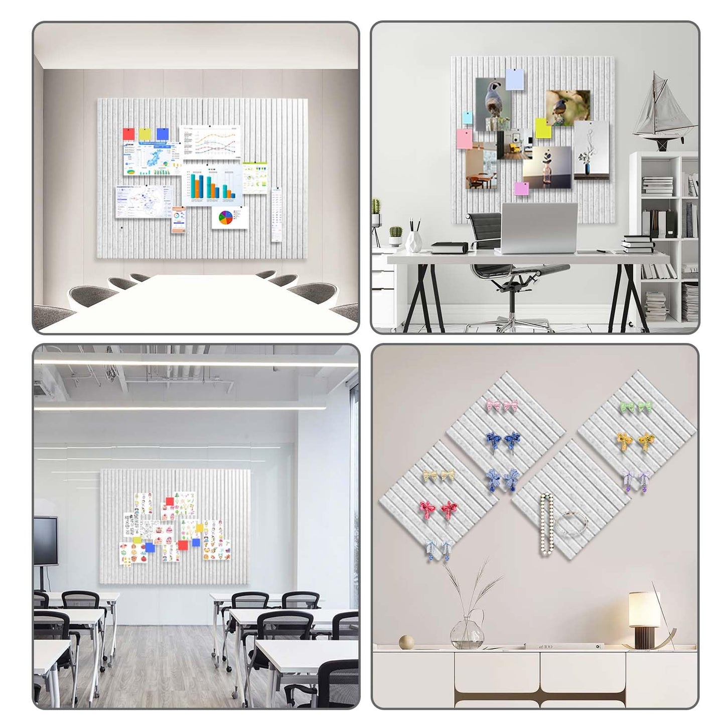 Large Cork Board for Office Decor, 48"x 36" - 1/2” Thick Felt Bulletin Board, 12 Pack Felt Board with Safe Removable Adhesive Tabs, Pin Board Cork Boards for Walls - Gray Marble