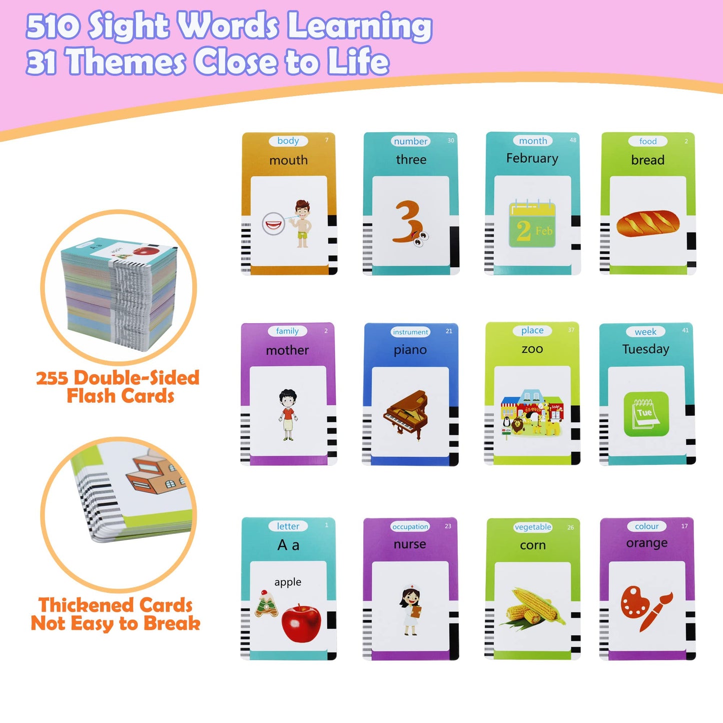 Spanish & English 510 Words Alphabet Bilingual Talking Flash Cards for 3-8 Years Toddlers, Pocket Speech Buddy Therapy Autism Toys, Educational Learning Interactive Toy for Boys Girls Kids Gifts Pink